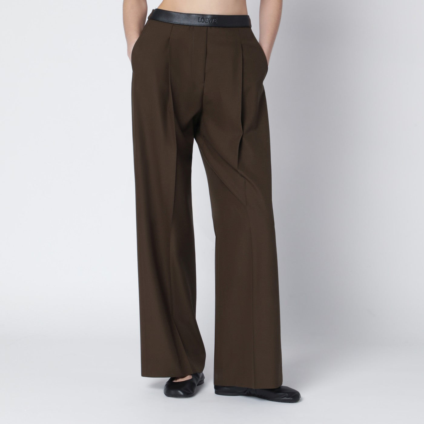 Khaki green wool trousers