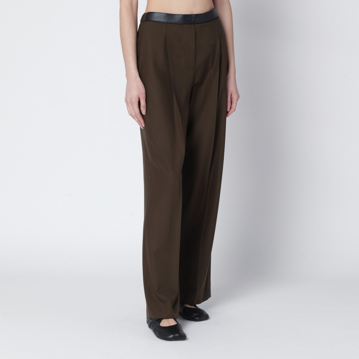 Khaki green wool trousers