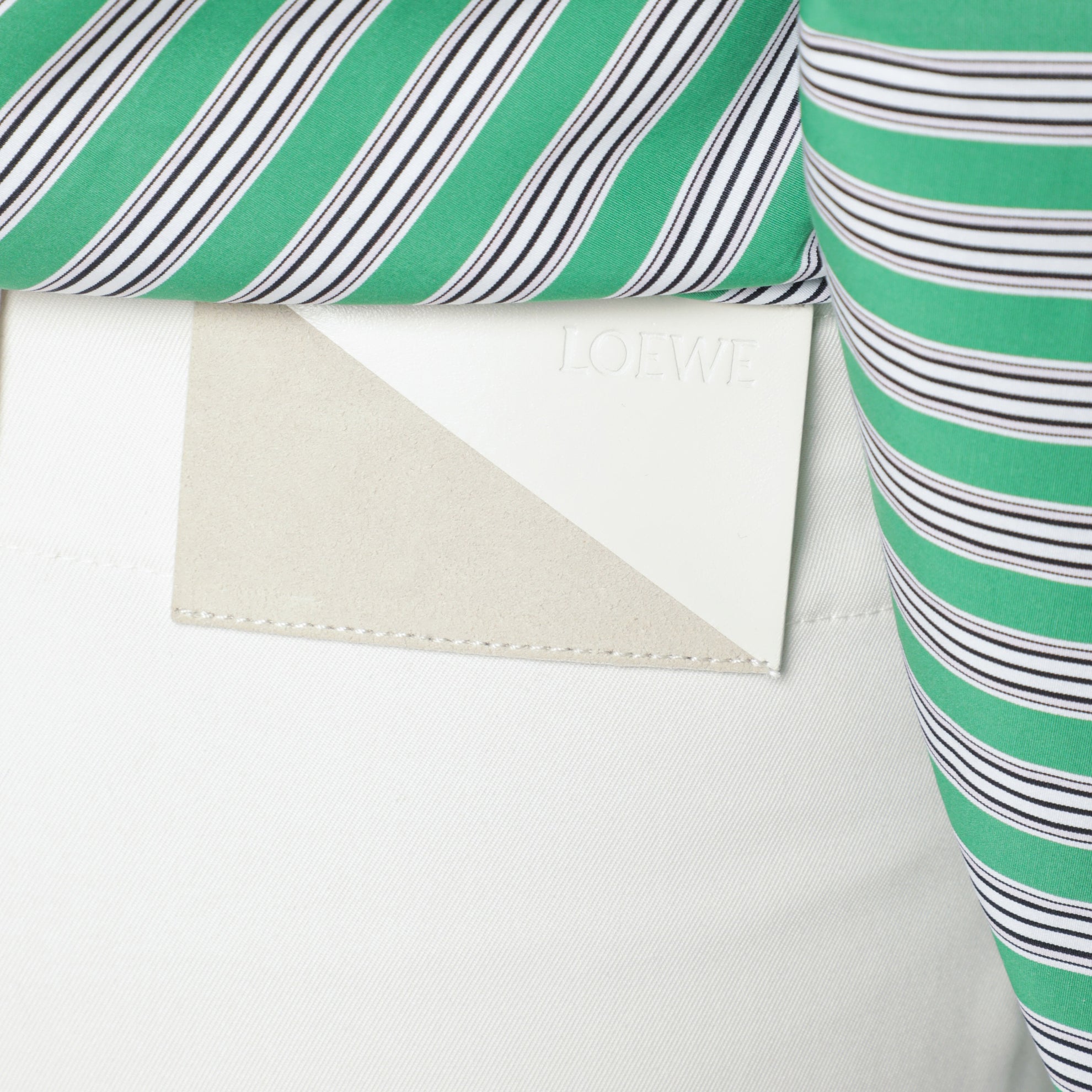 Pantaloni cargo avorio in cotone e seta