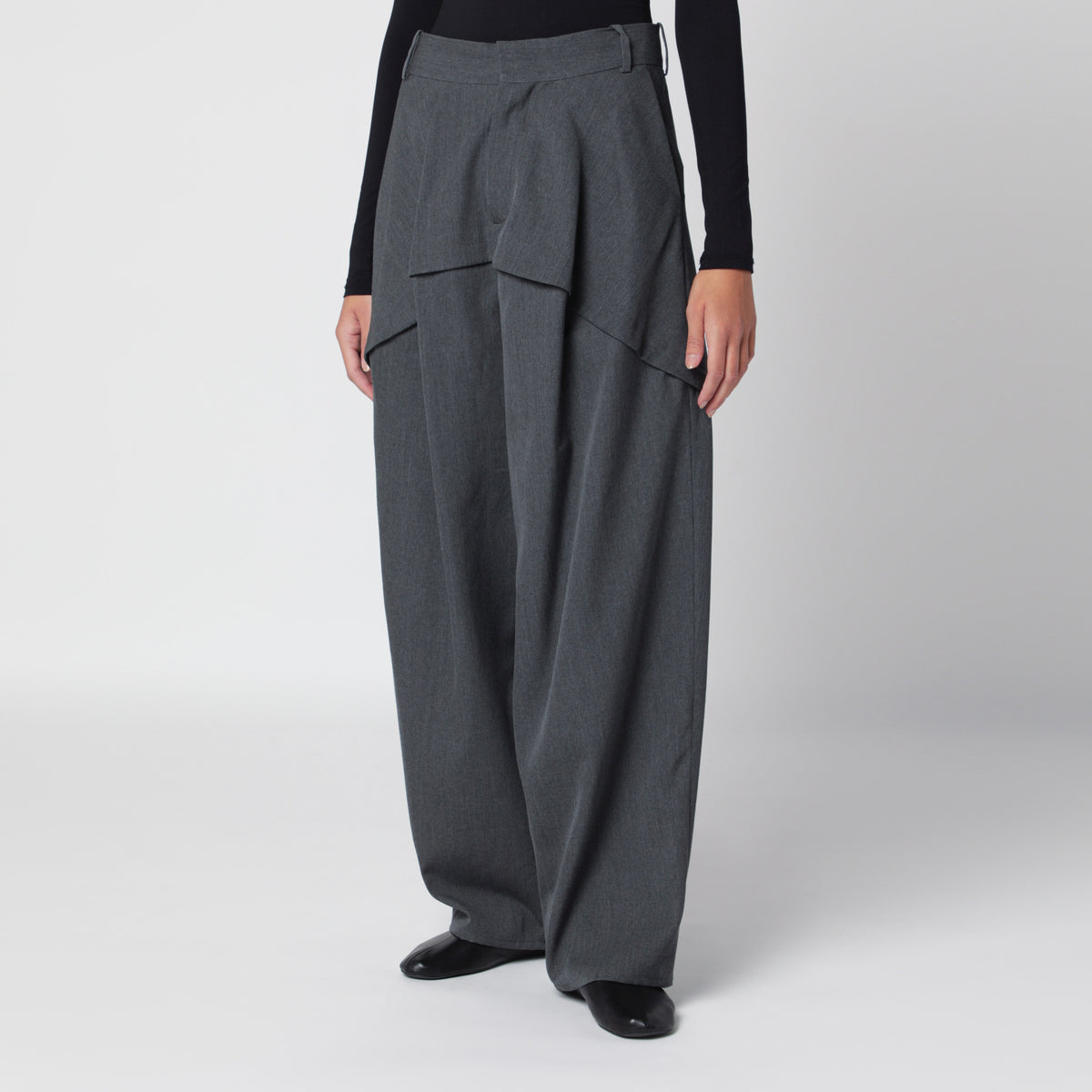 Anthrazitgraue Mélange-Hose aus Wolle