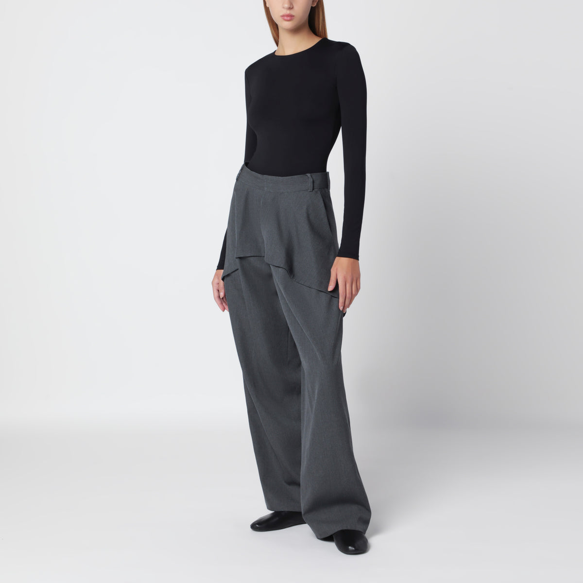 Anthrazitgraue Mélange-Hose aus Wolle