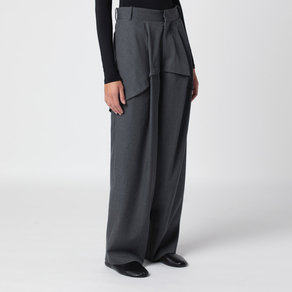Anthrazitgraue Mélange-Hose aus Wolle