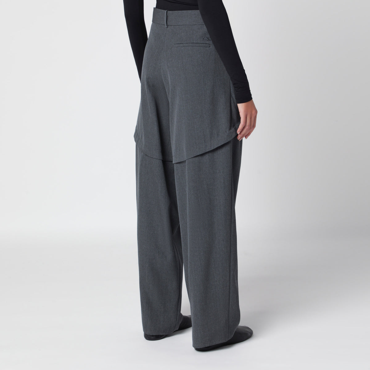 Anthrazitgraue Mélange-Hose aus Wolle