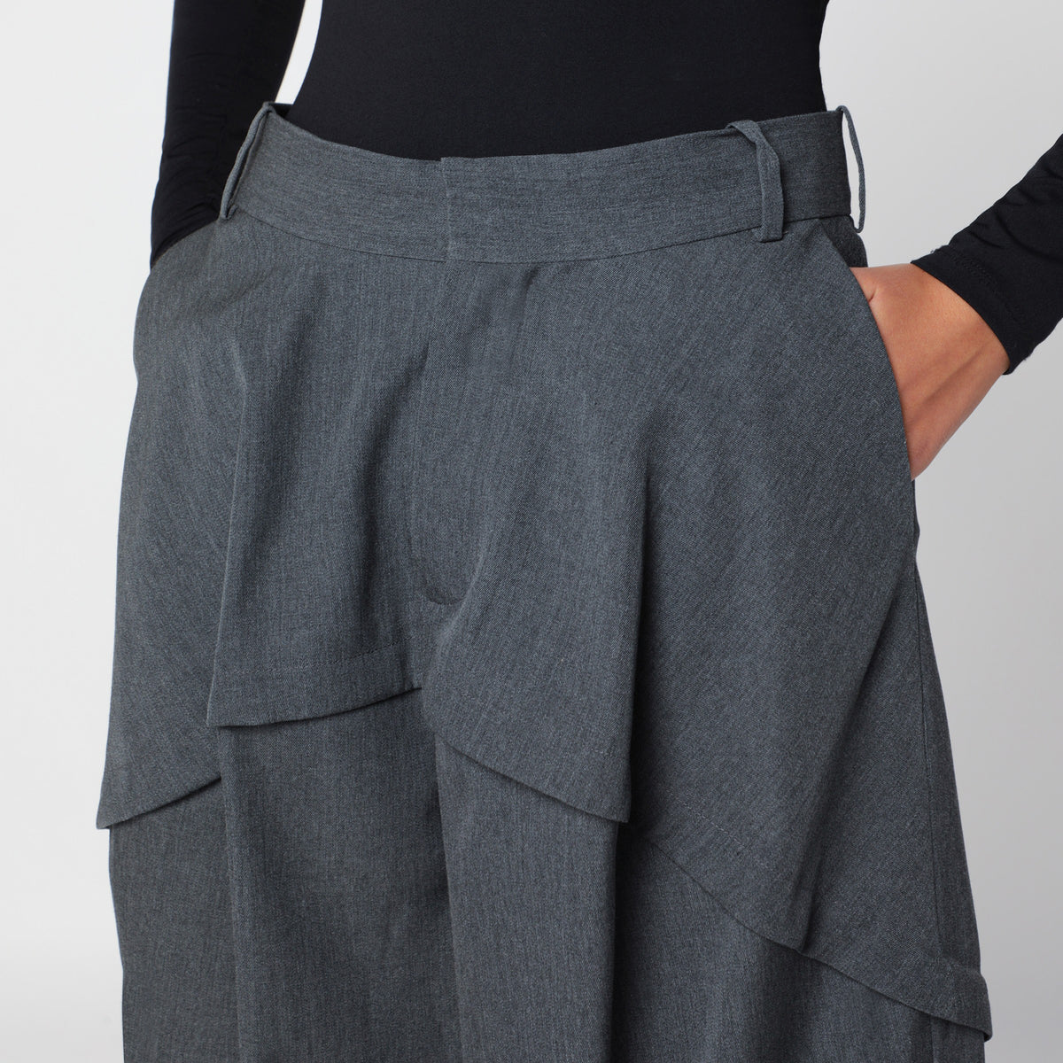Anthrazitgraue Mélange-Hose aus Wolle