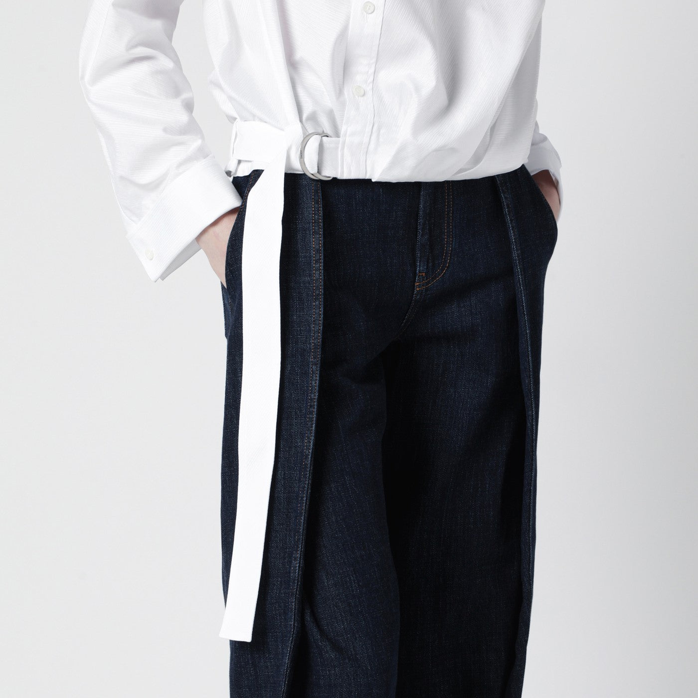 Chemise blanche drapée en coton