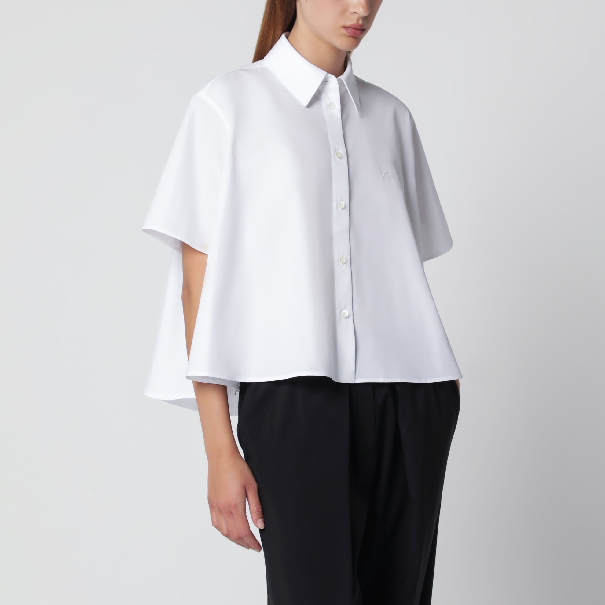 Camicia a trapezio bianca in cotone