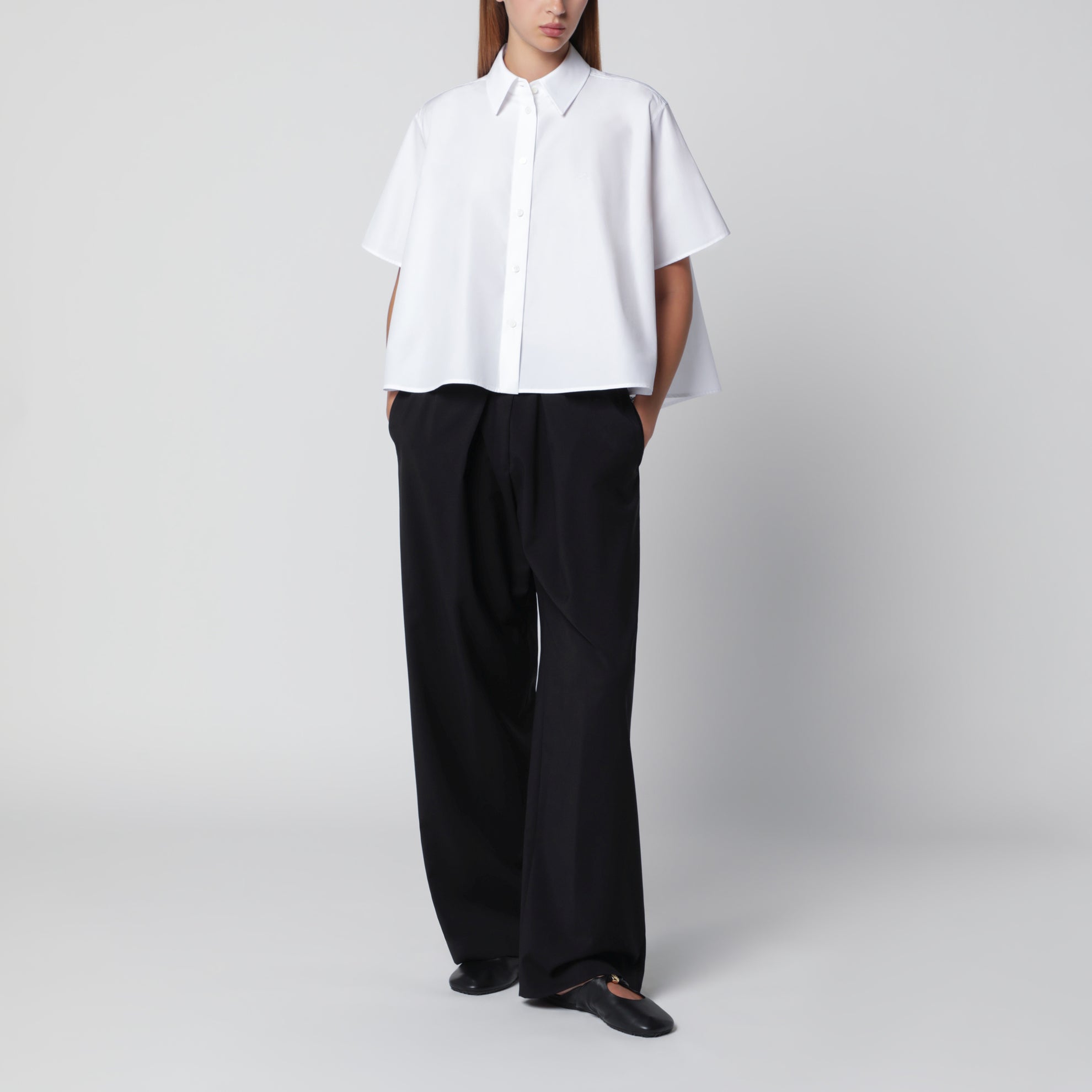 Camicia a trapezio bianca in cotone