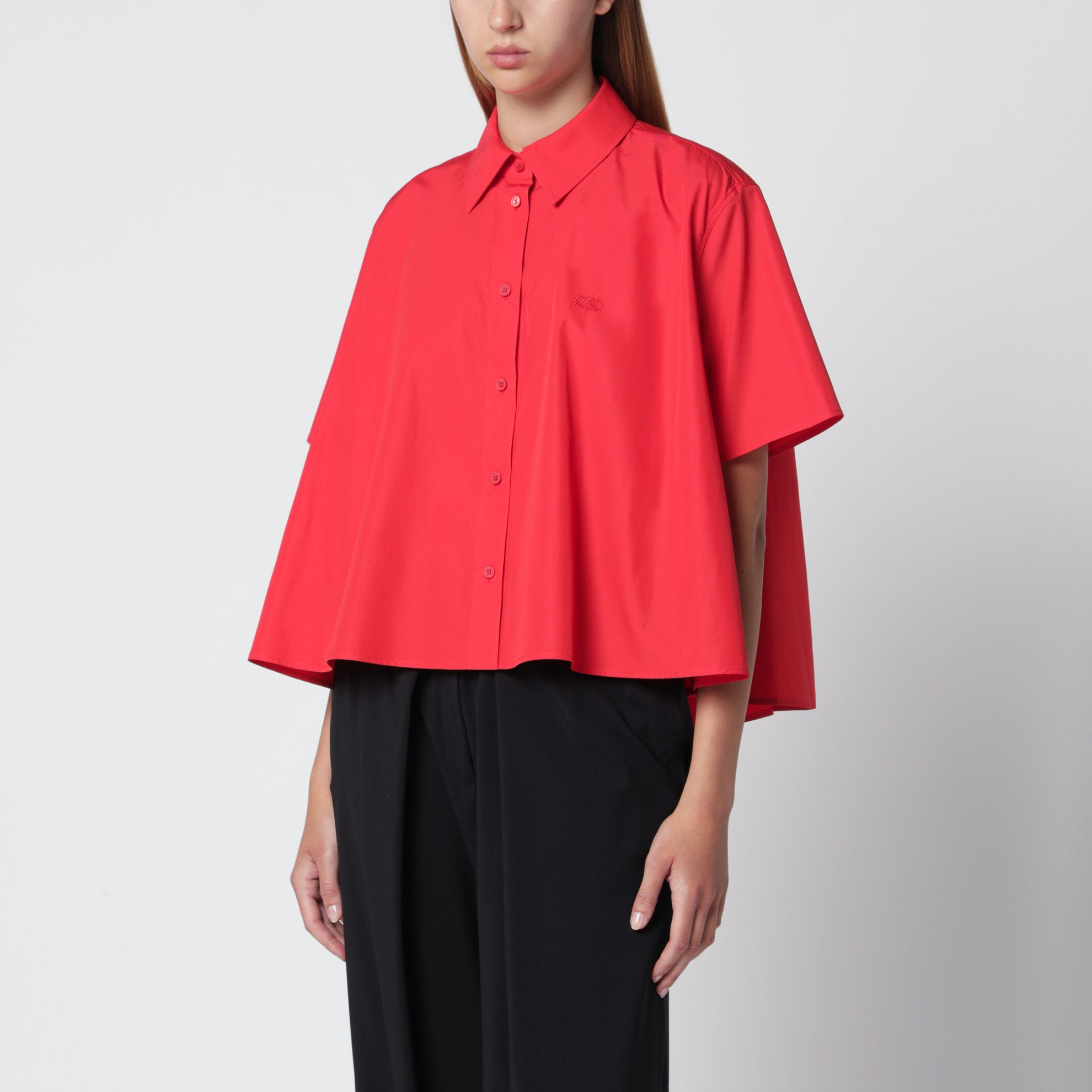 Camicia a trapezio rossa in cotone