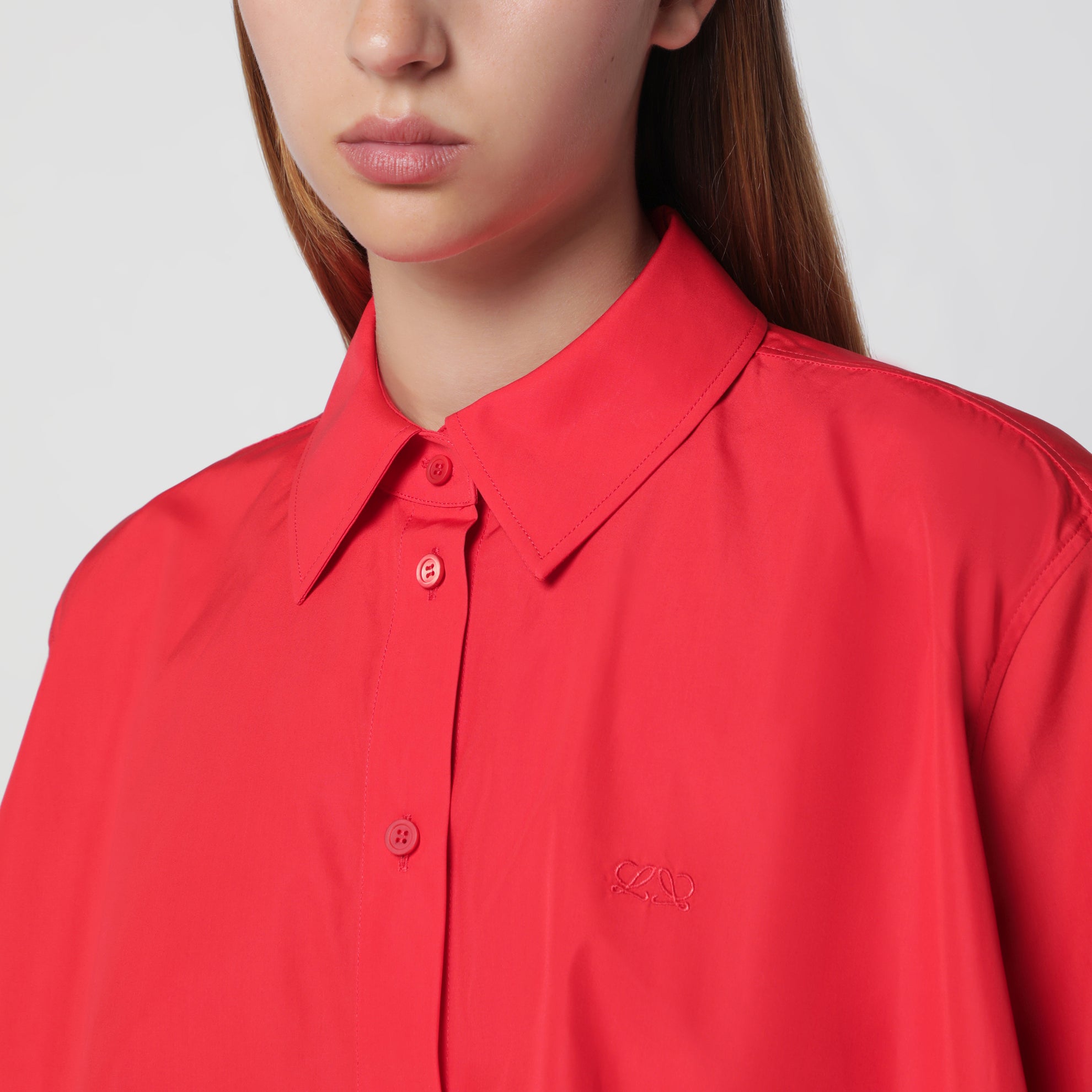 Camicia a trapezio rossa in cotone
