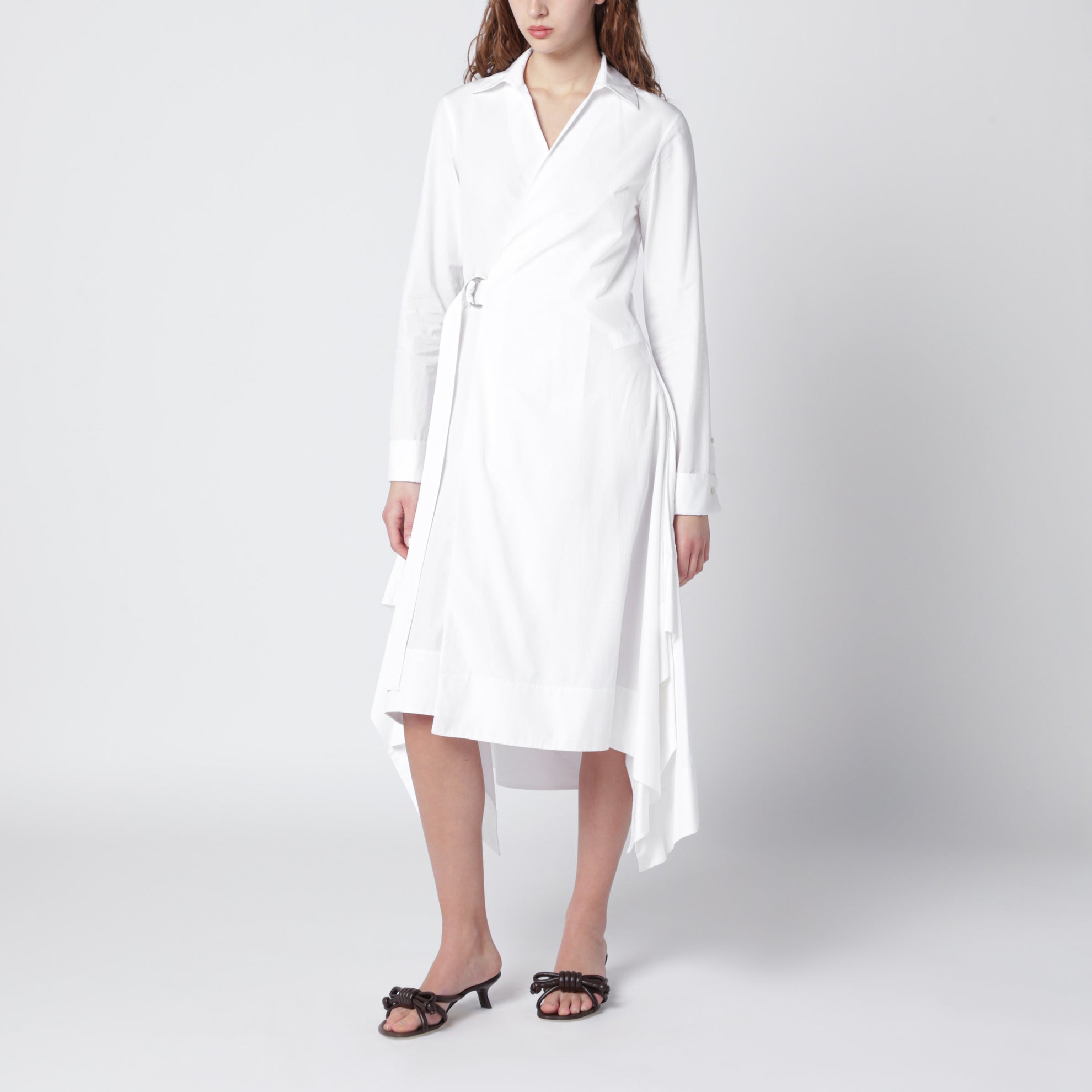 White Draped Silk Dress