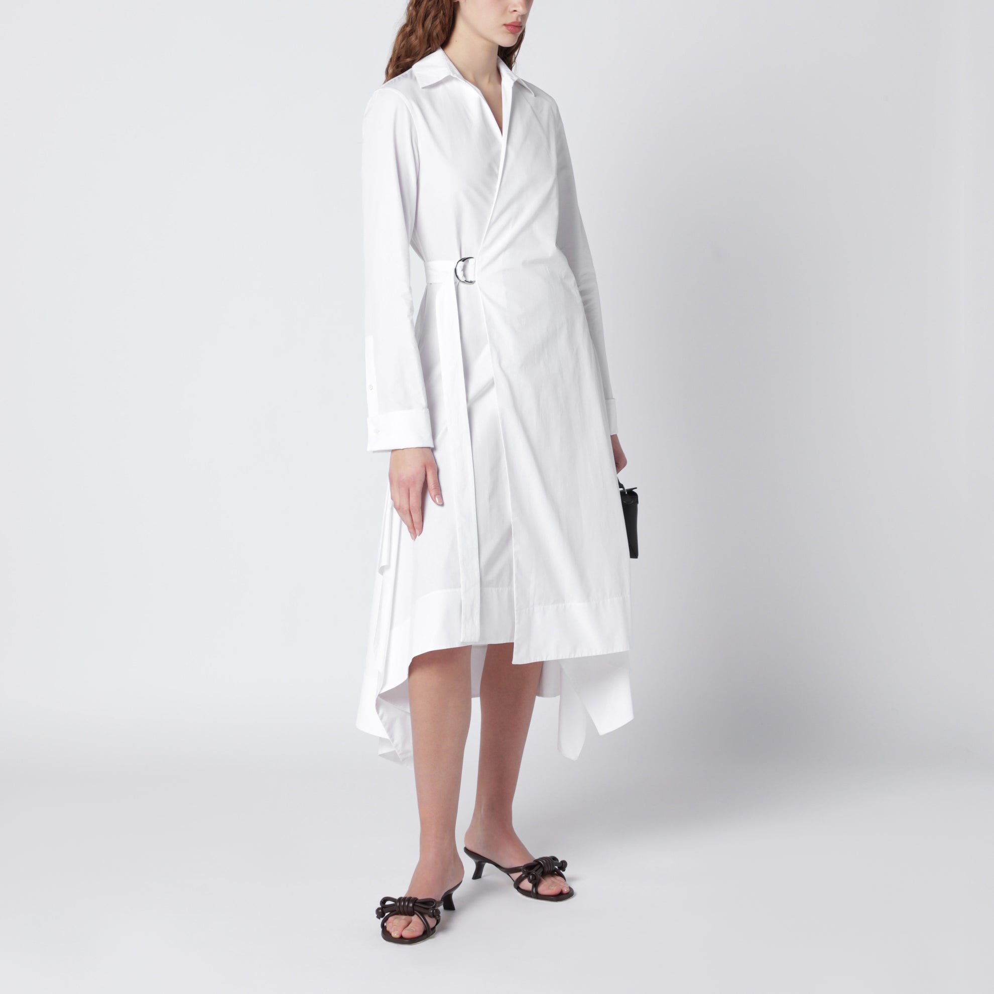 White Draped Silk Dress