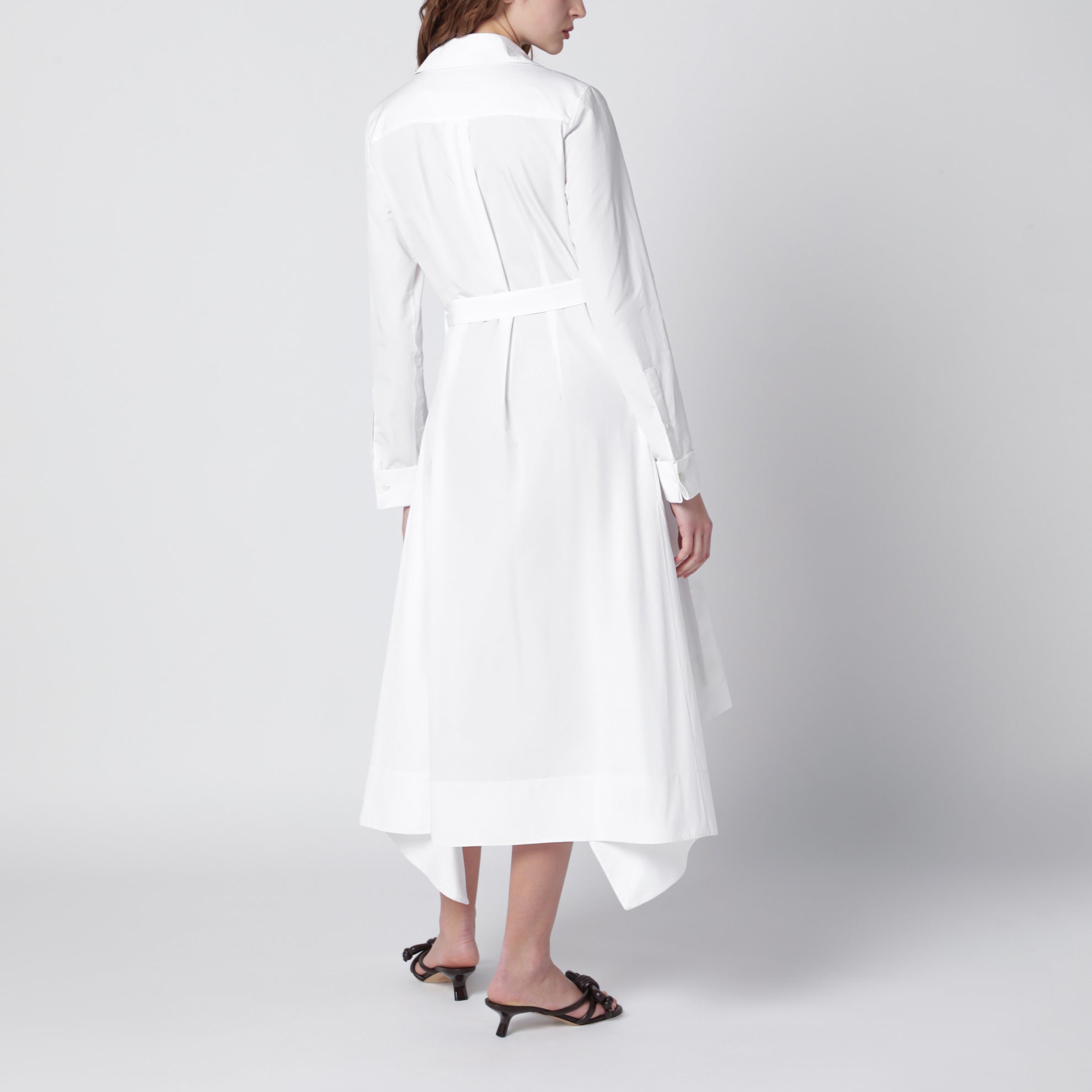 White Draped Silk Dress
