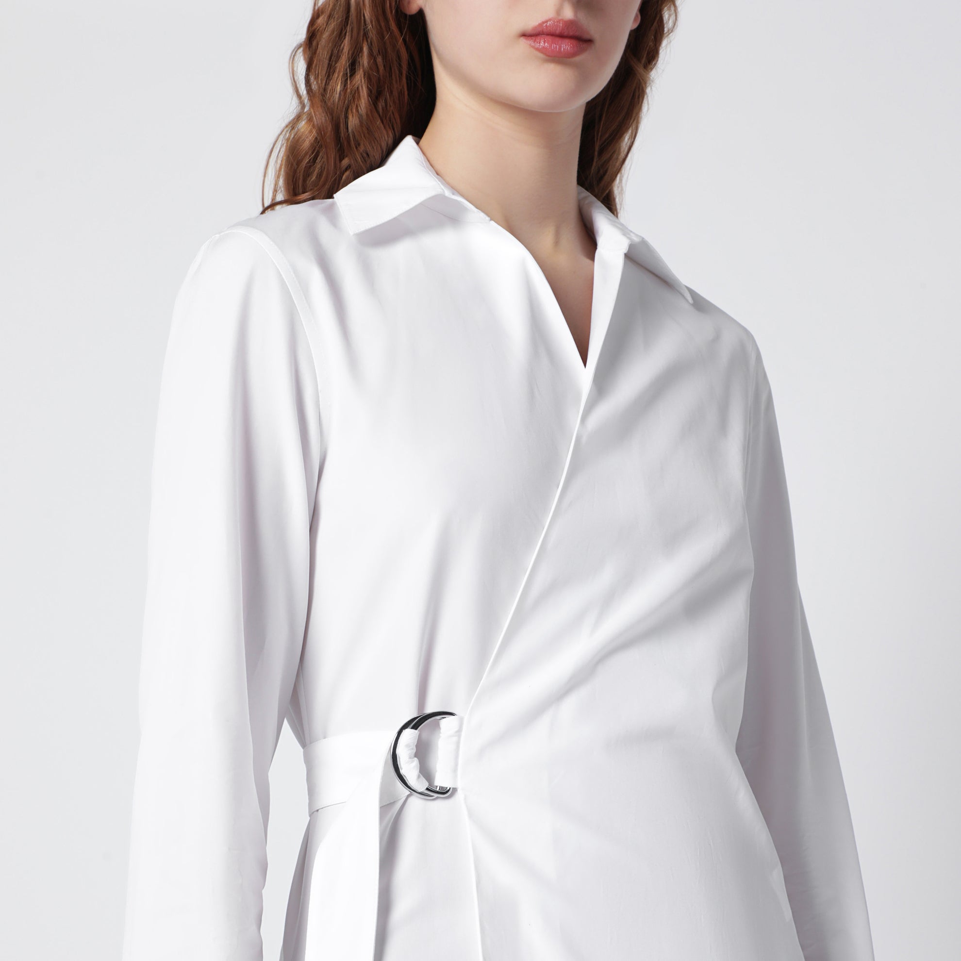 White Draped Silk Dress