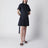 Navy blue cotton-blend gabardine dress with belt