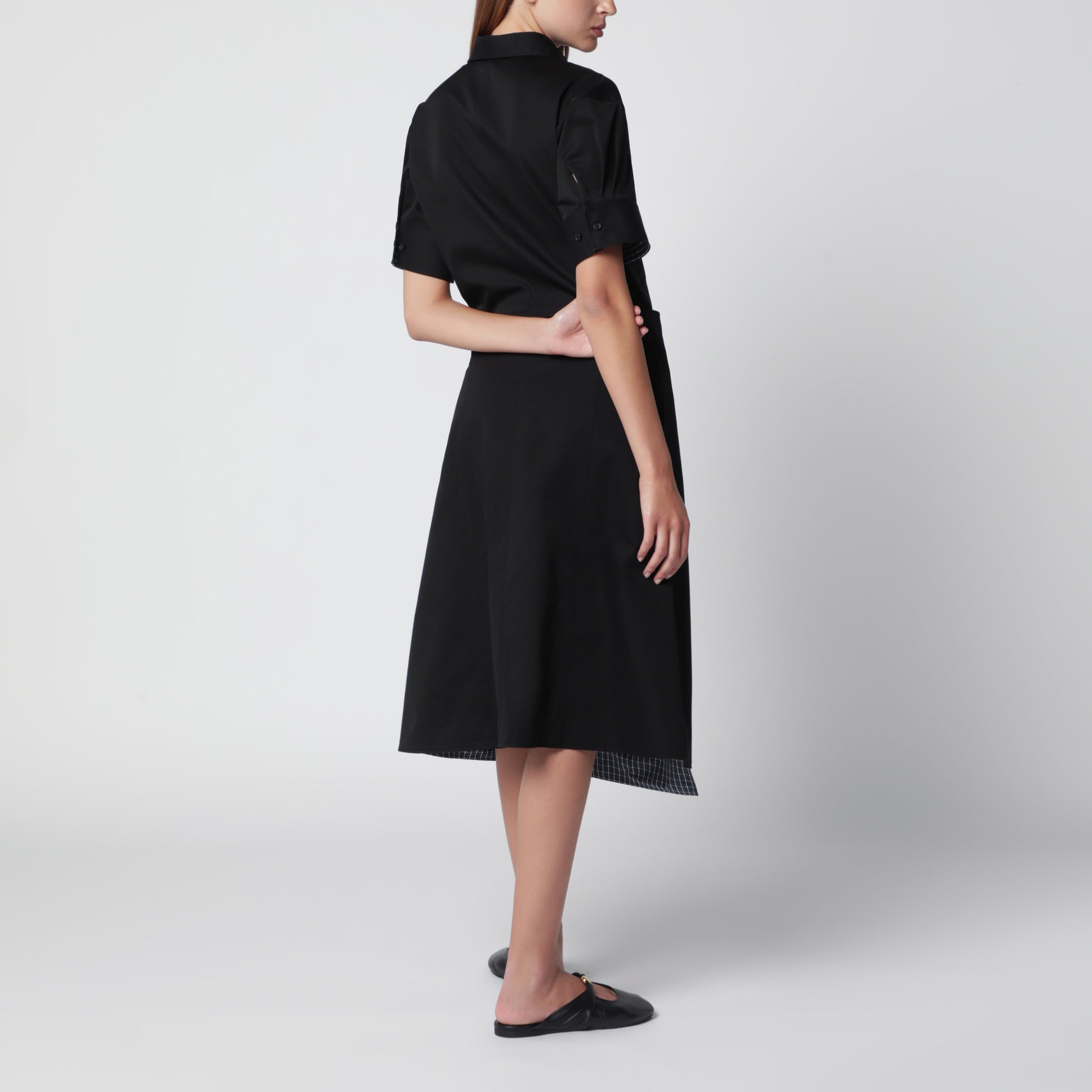 Schwarzes Hemdblusenkleid aus Baumwolle
