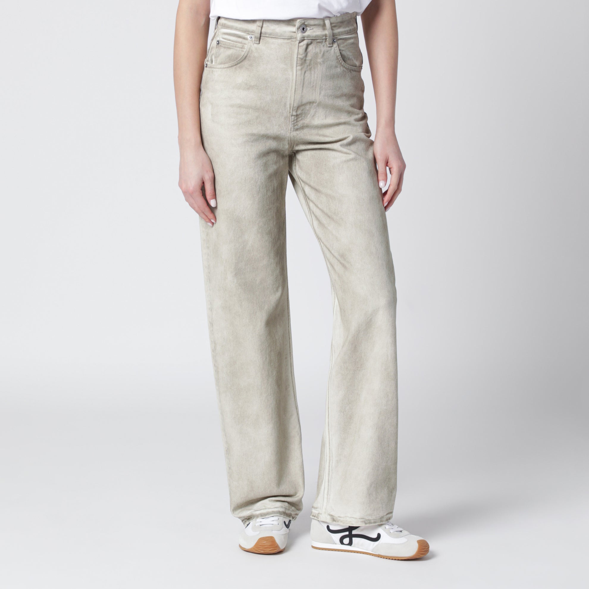 Jeans grigio chiaro in denim trattato