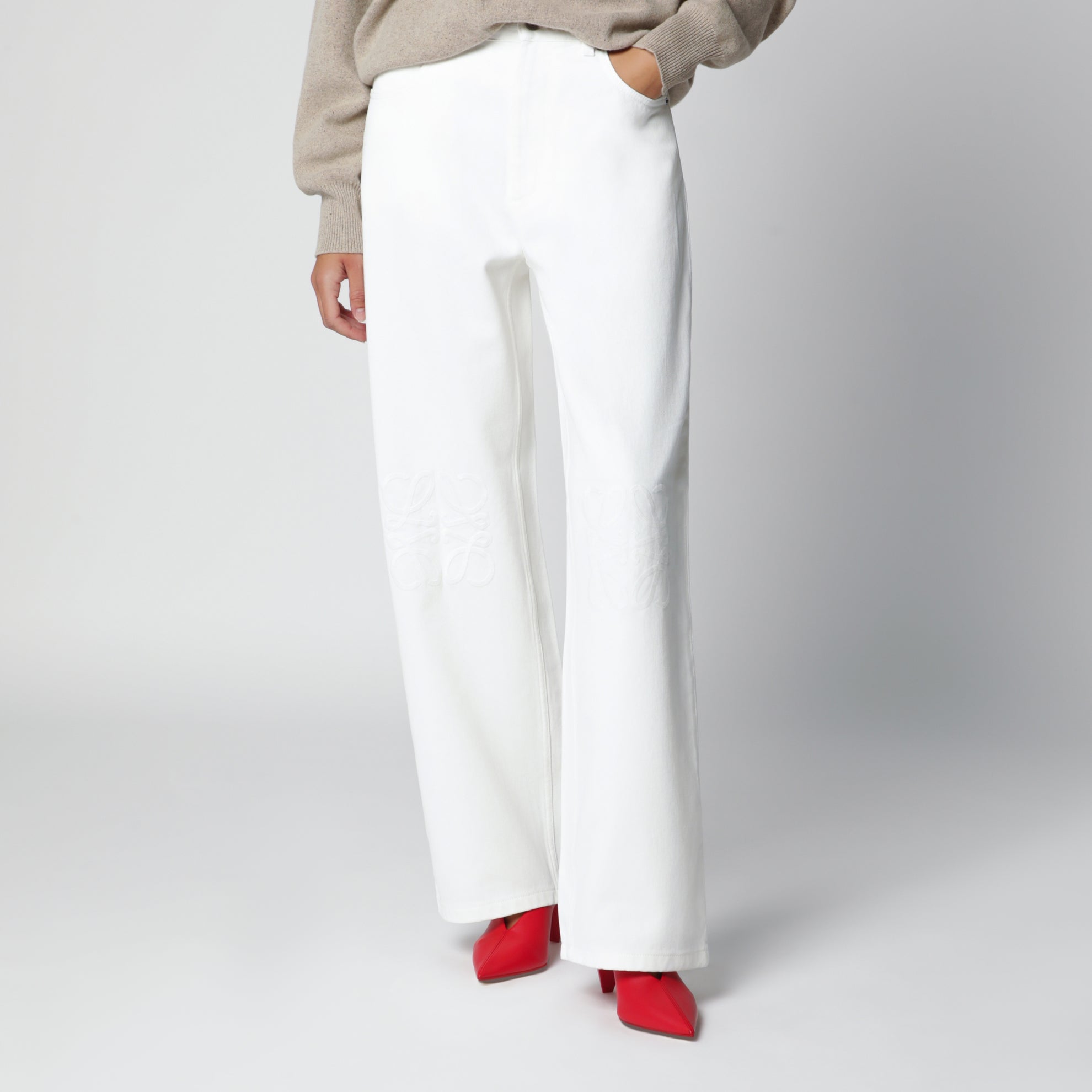 Jean baggy Anagram en denim de coton blanc