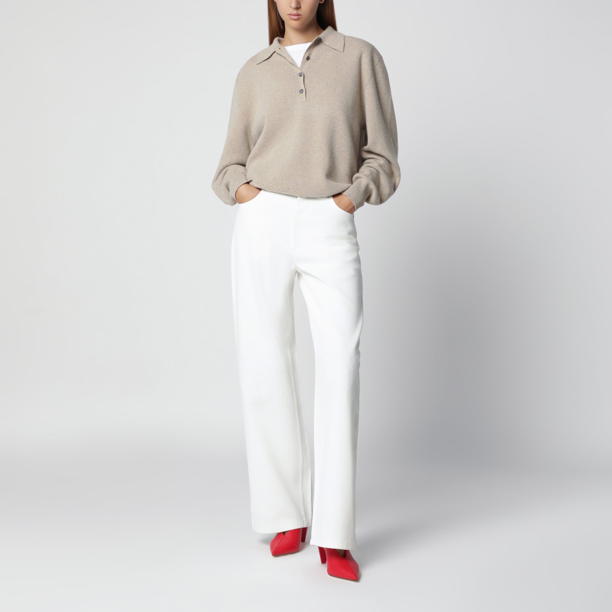 Jean baggy Anagram en denim de coton blanc