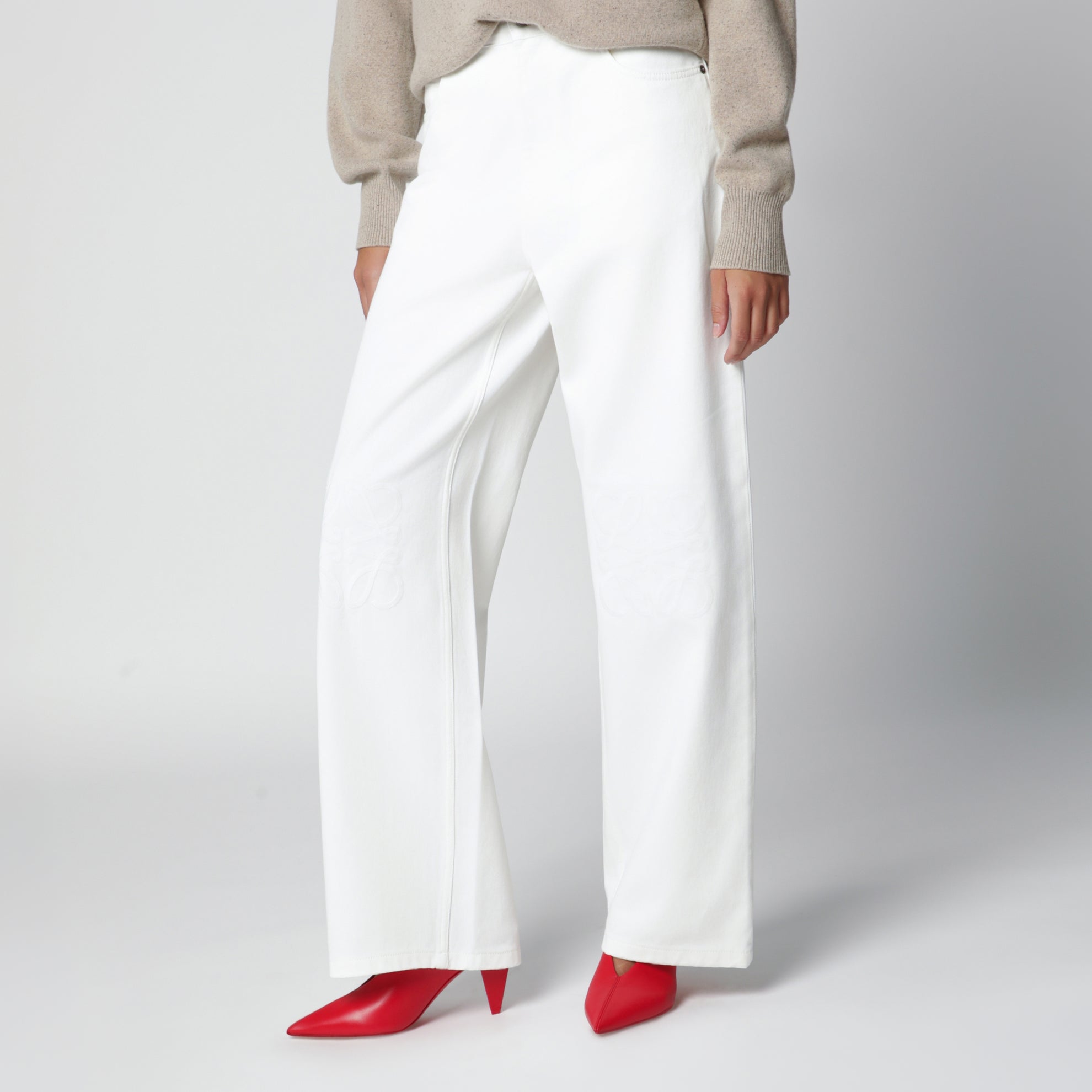 Jean baggy Anagram en denim de coton blanc