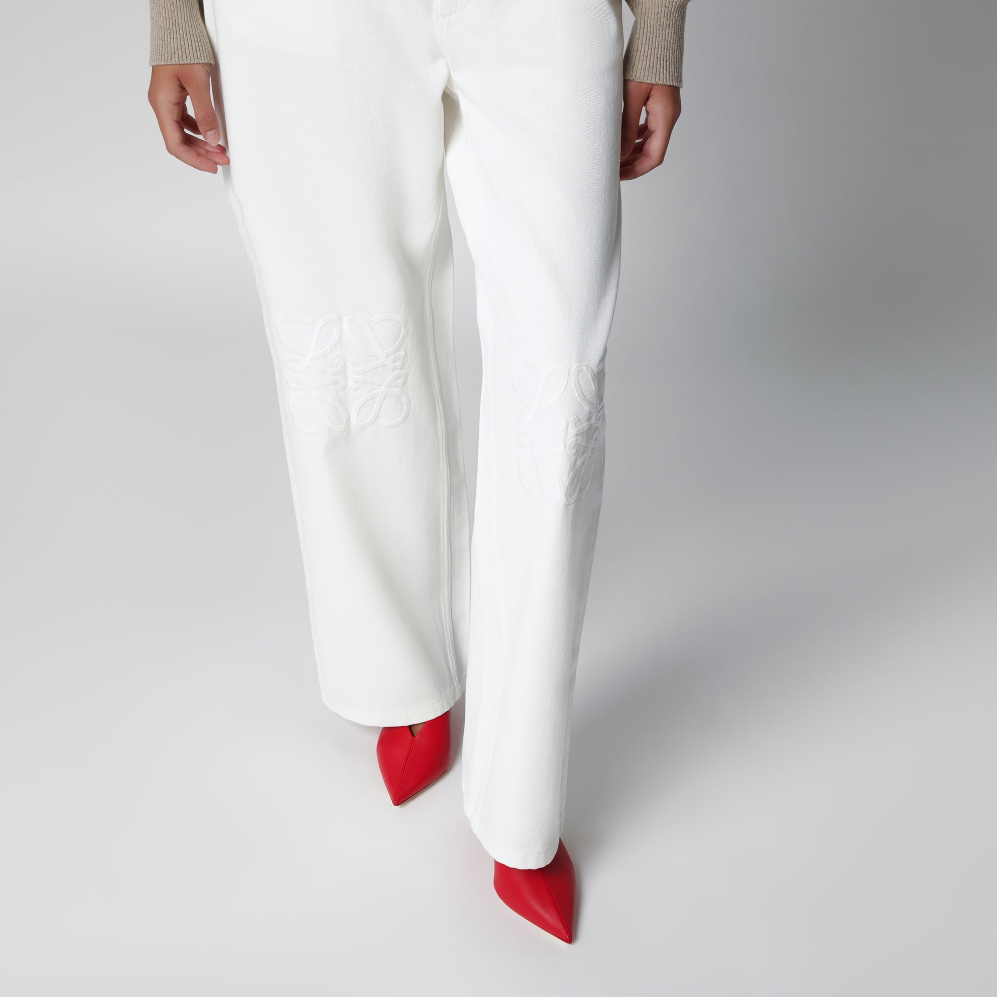 Jean baggy Anagram en denim de coton blanc