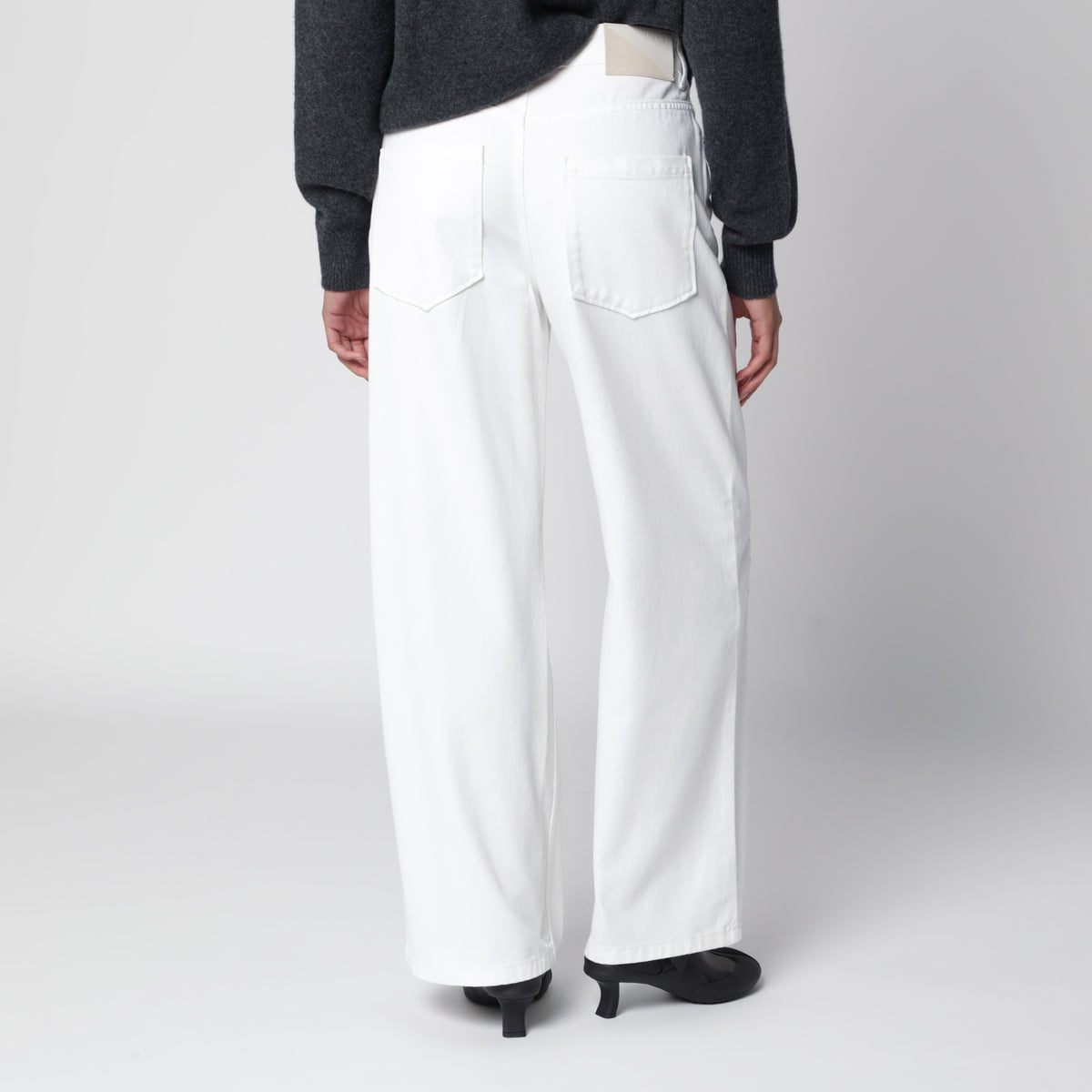 White baggy jeans in cotton denim
