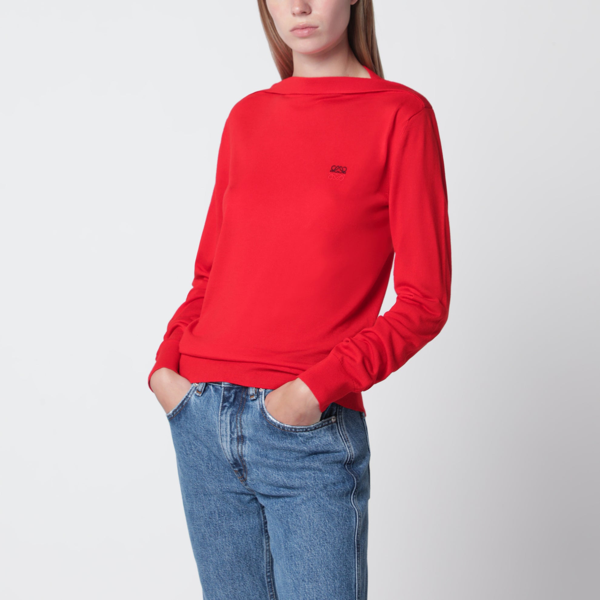 Pull en laine mérinos rouge