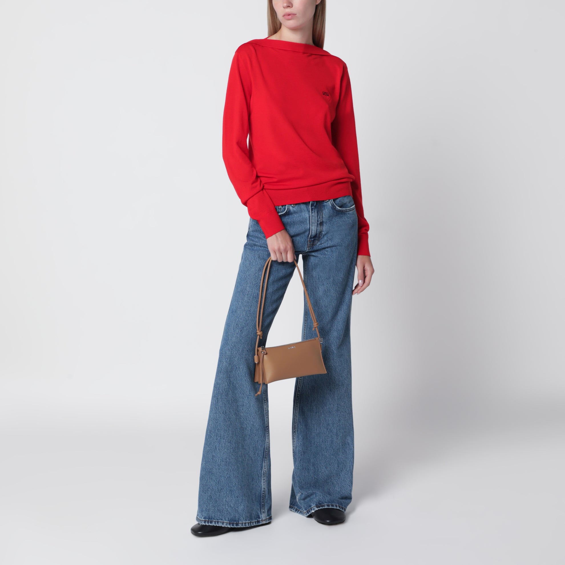 Pull en laine mérinos rouge