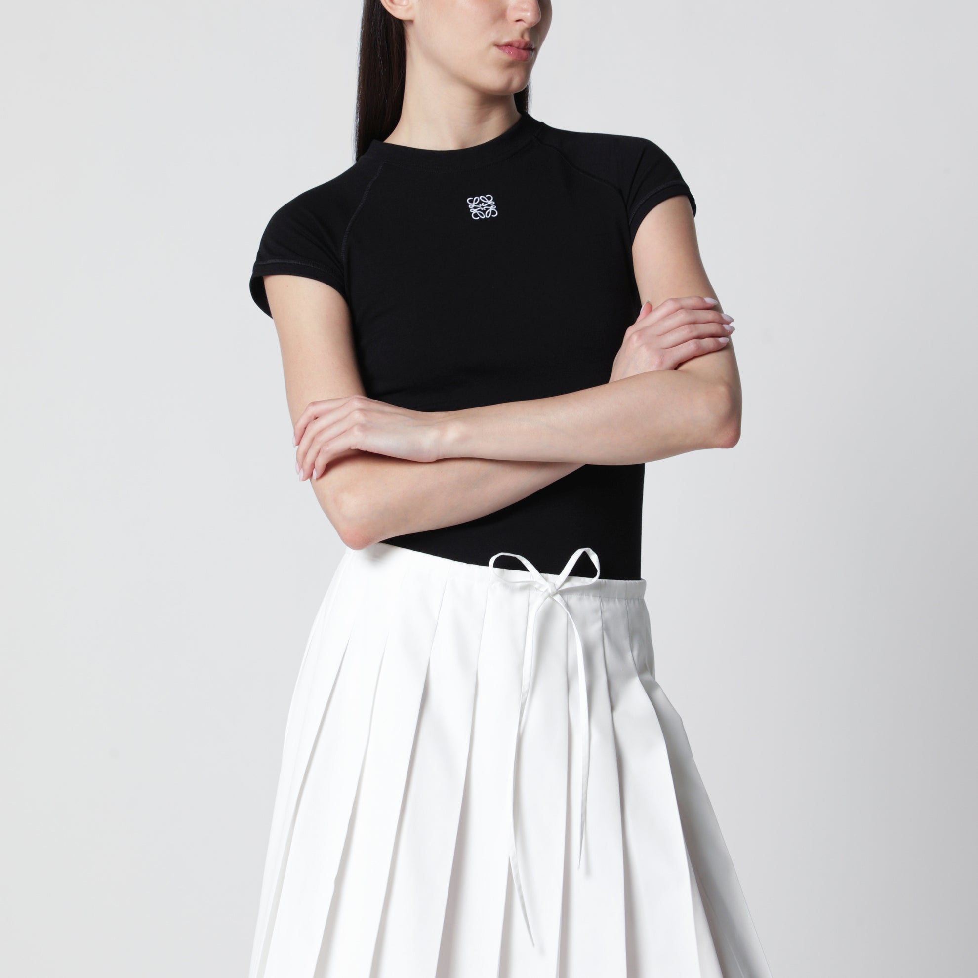 Black small-fit cotton-blend T-shirt