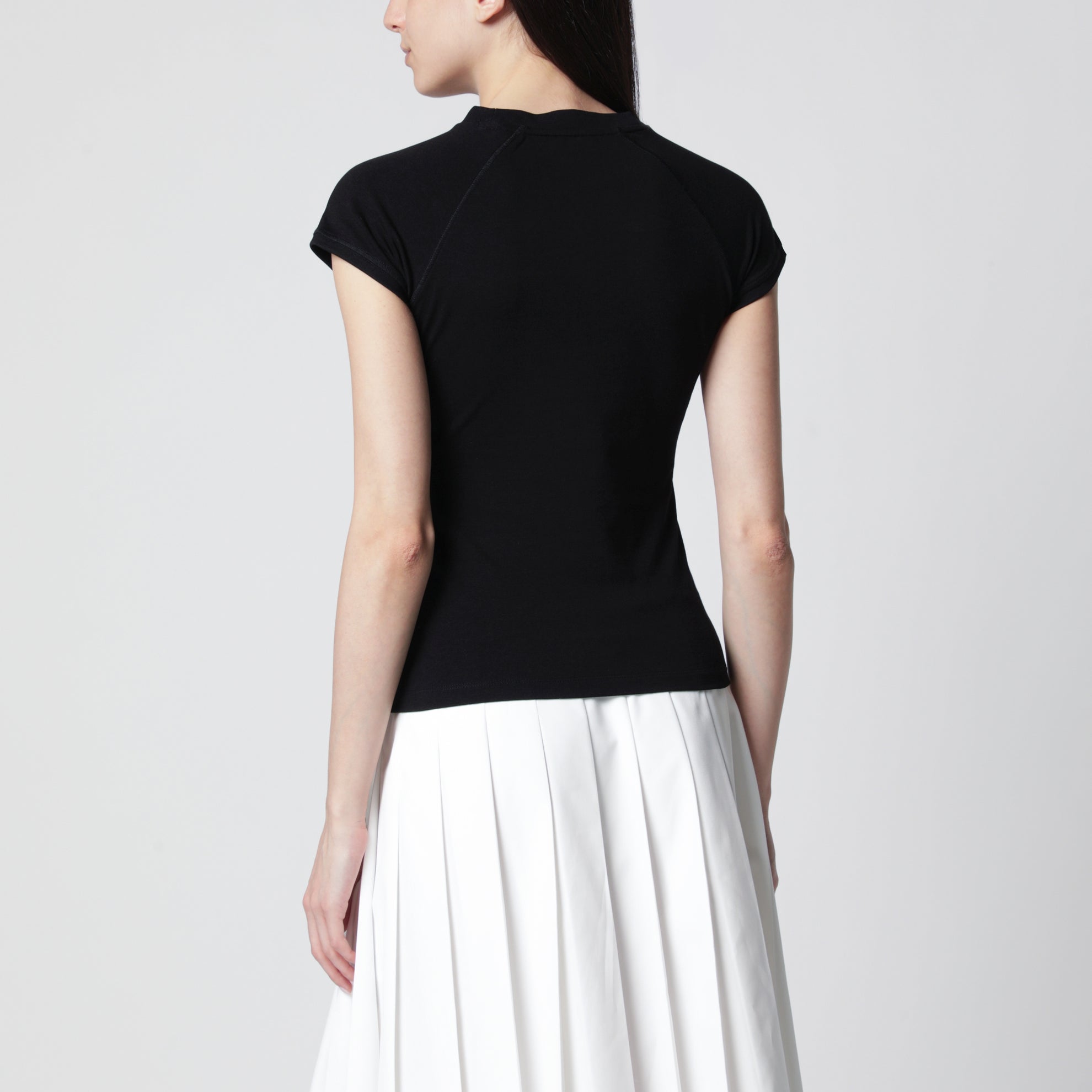Black small-fit cotton-blend T-shirt