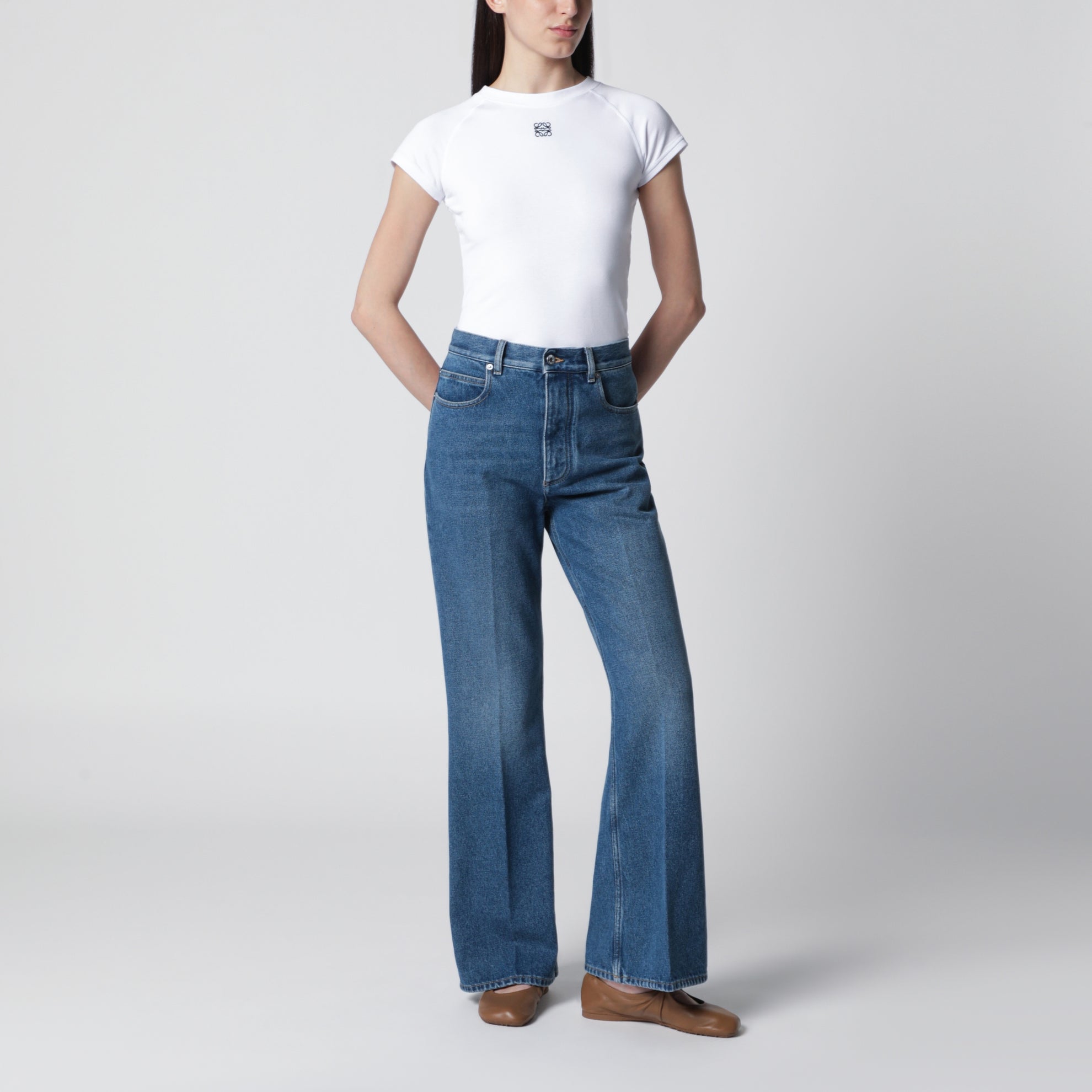 Weiße Small-Fit T-Shirt aus Baumwollmischung