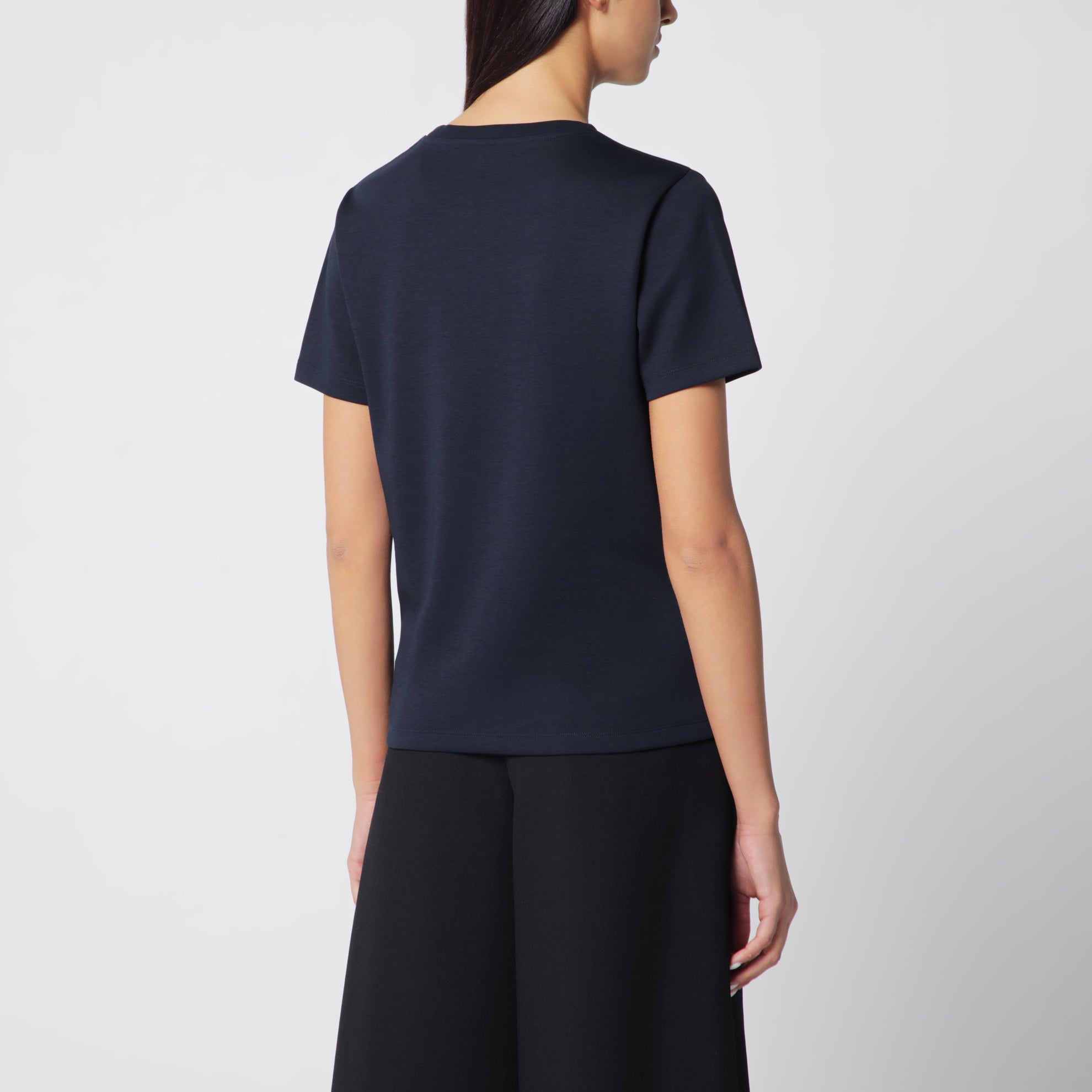 T-shirt blu navy in cotone con ricamo logo