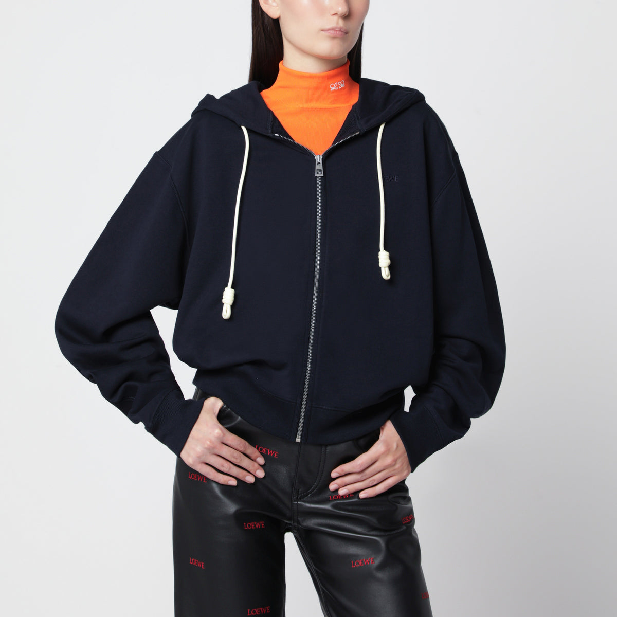 Flamenco Navy Blue Cotton Hoodie