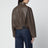 Dark green leather zip bomber