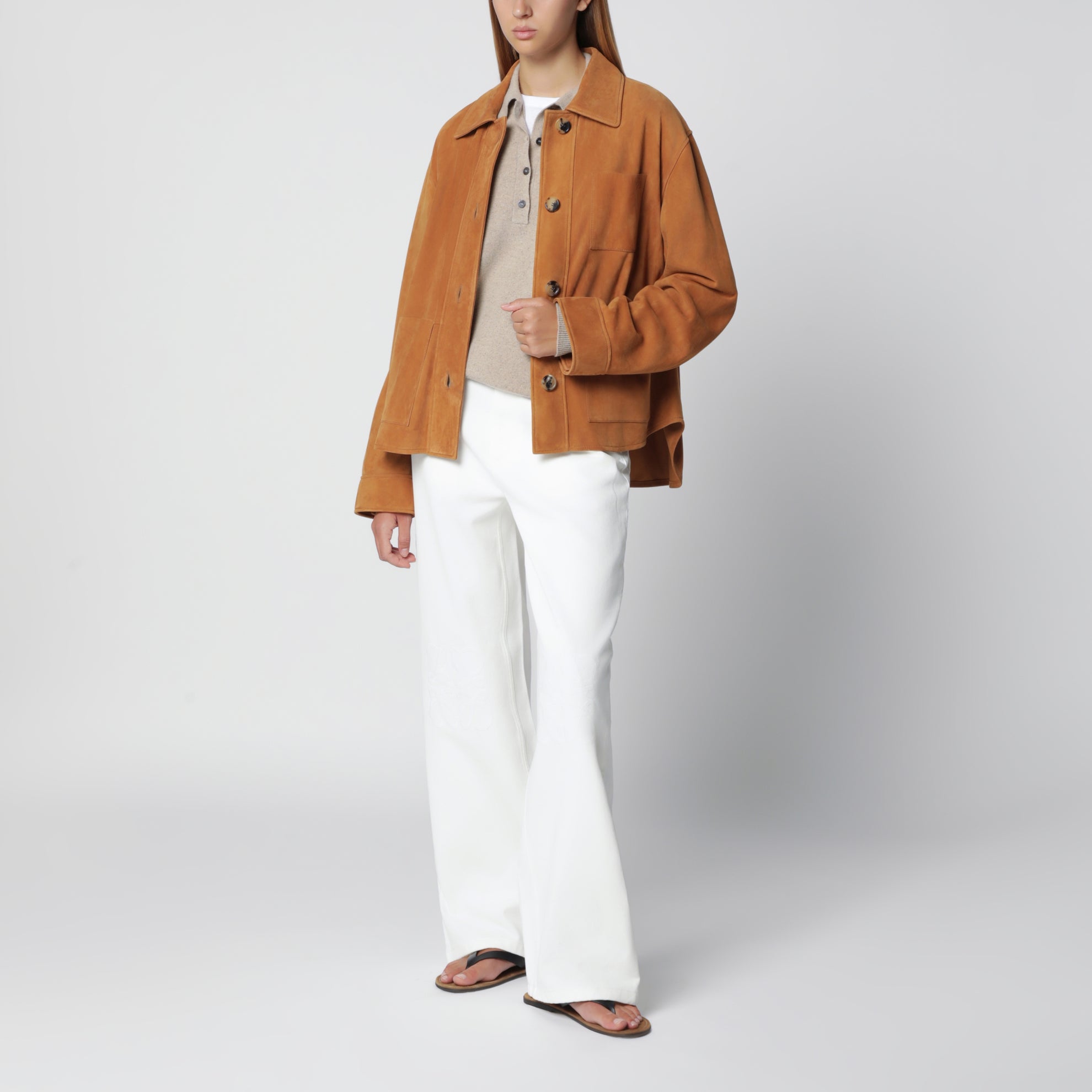 Light brown suede workwear jacket