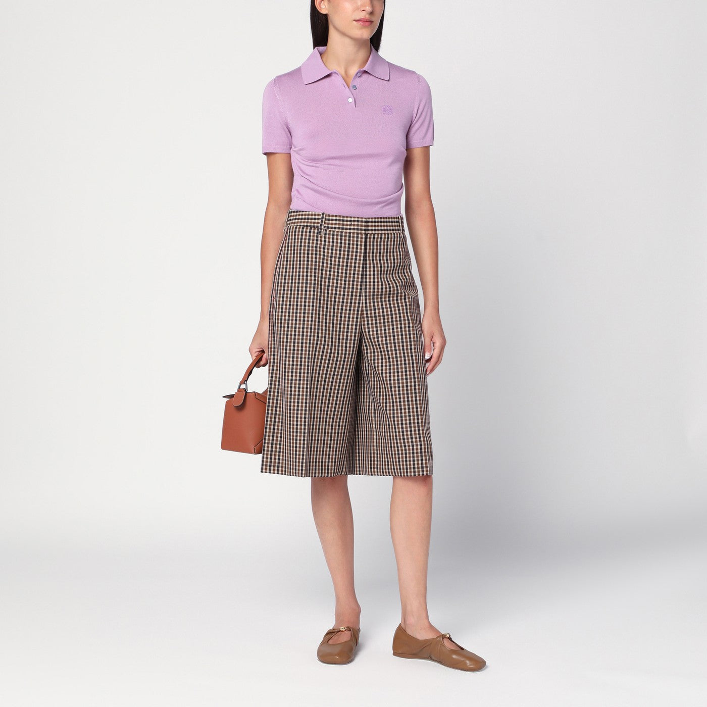 Fliederfarbenes Polo aus Kaschmir und Seide