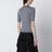 Short-sleeve lightweight wool top in navy blue