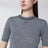 Short-sleeve lightweight wool top in navy blue