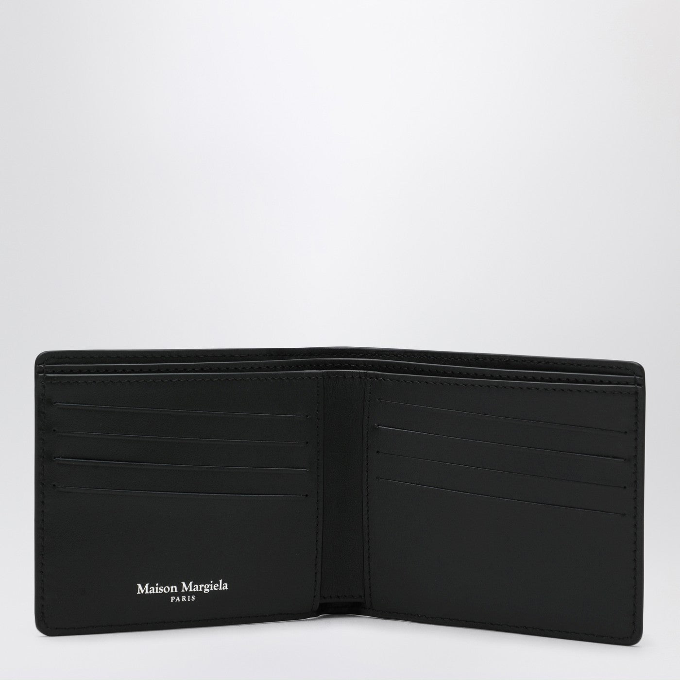 Portefeuille bi-fold noir en cuir