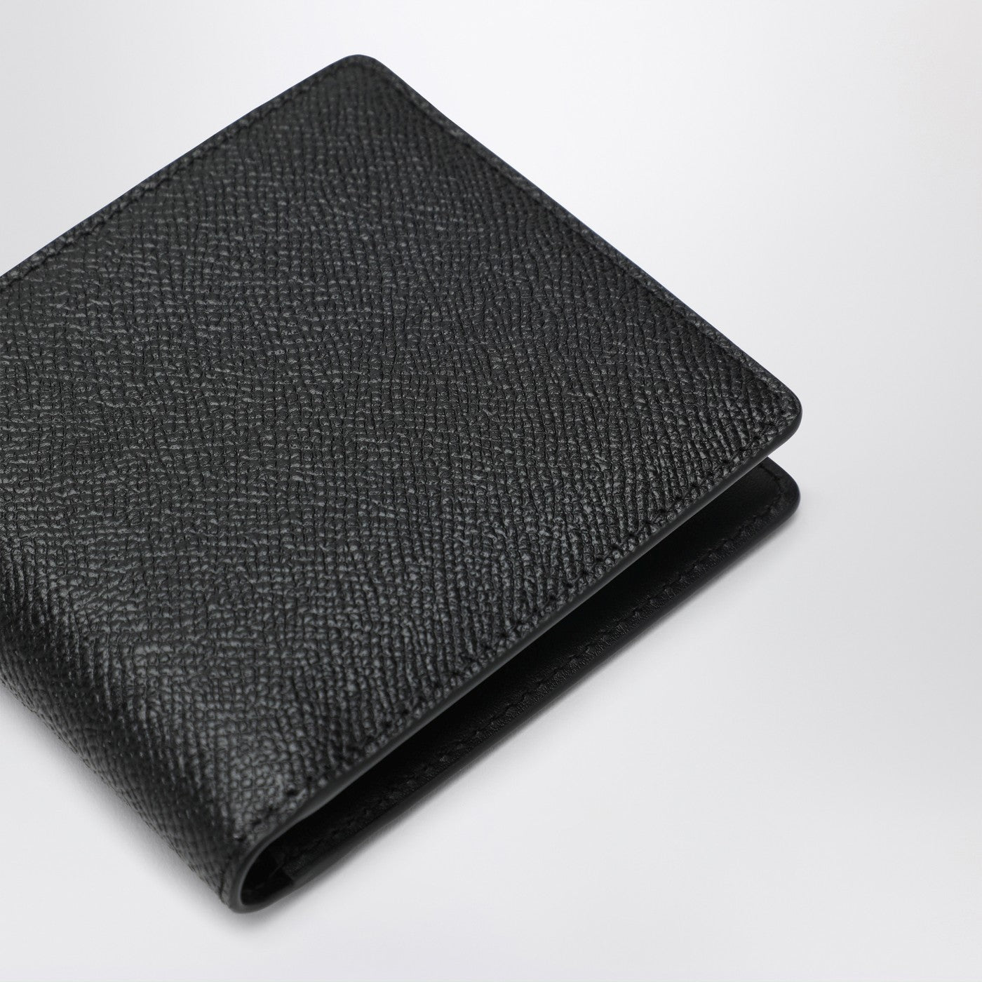 Portefeuille bi-fold noir en cuir