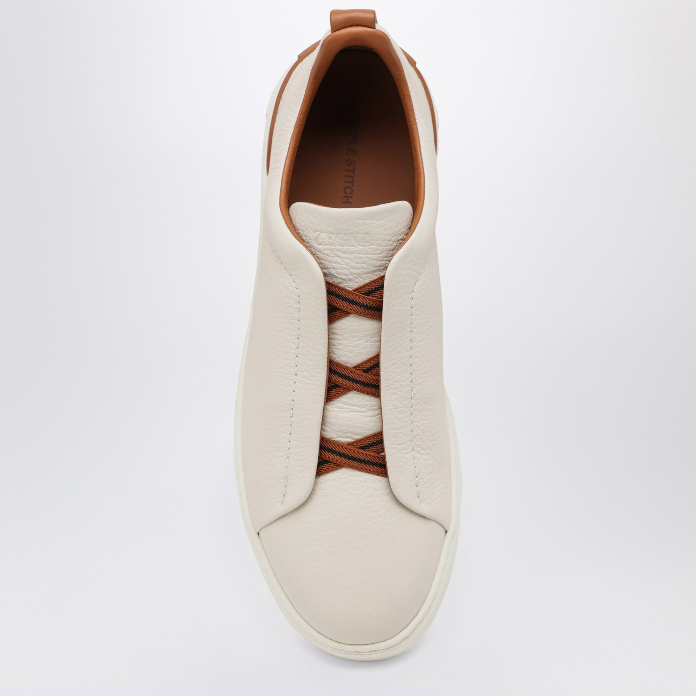 Sneakers Triple Stitch aus weißem Leder
