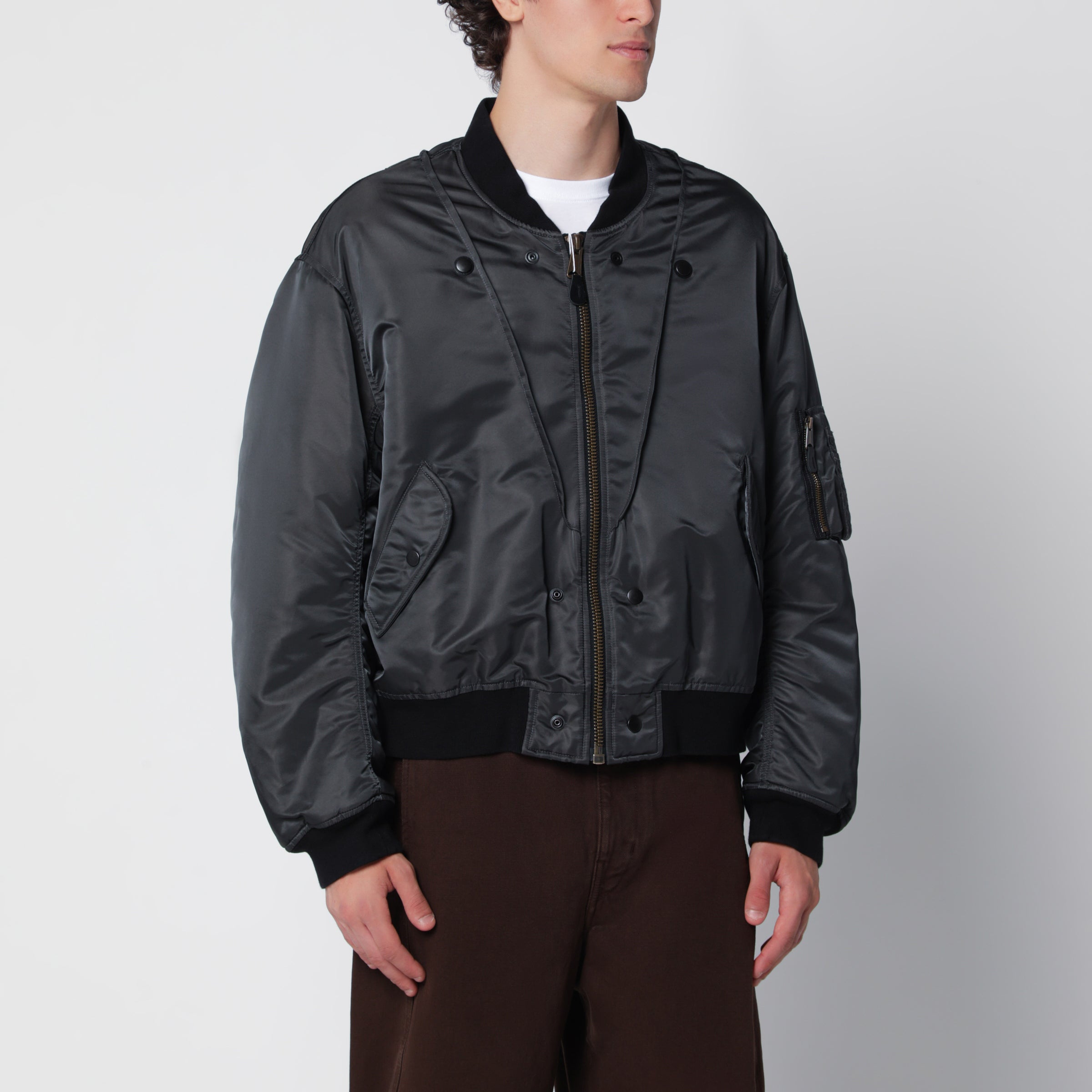 Maison Margiela Dark grey reversible bomber in nylon | TheDoubleF