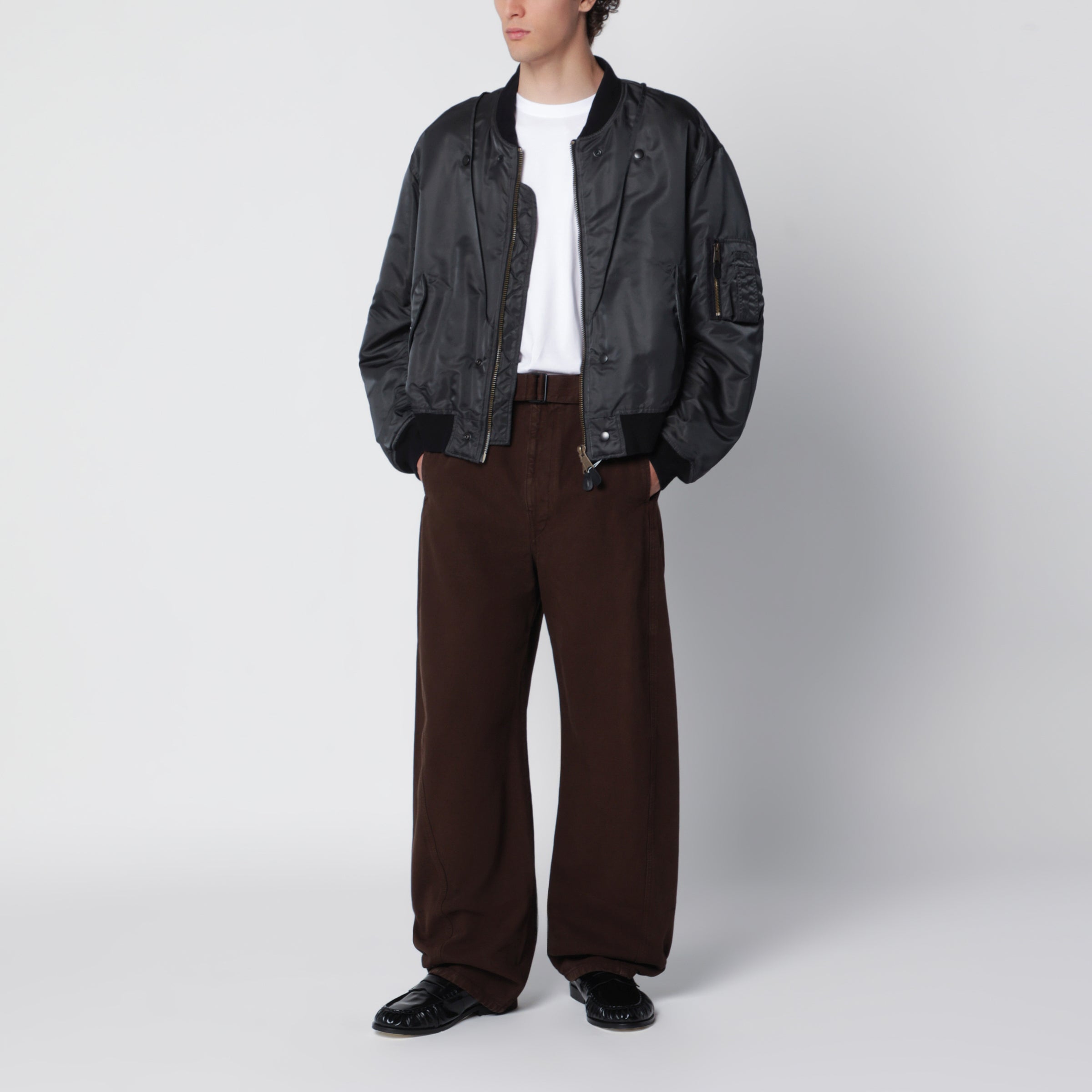 Maison Margiela Dark grey reversible bomber in nylon | TheDoubleF