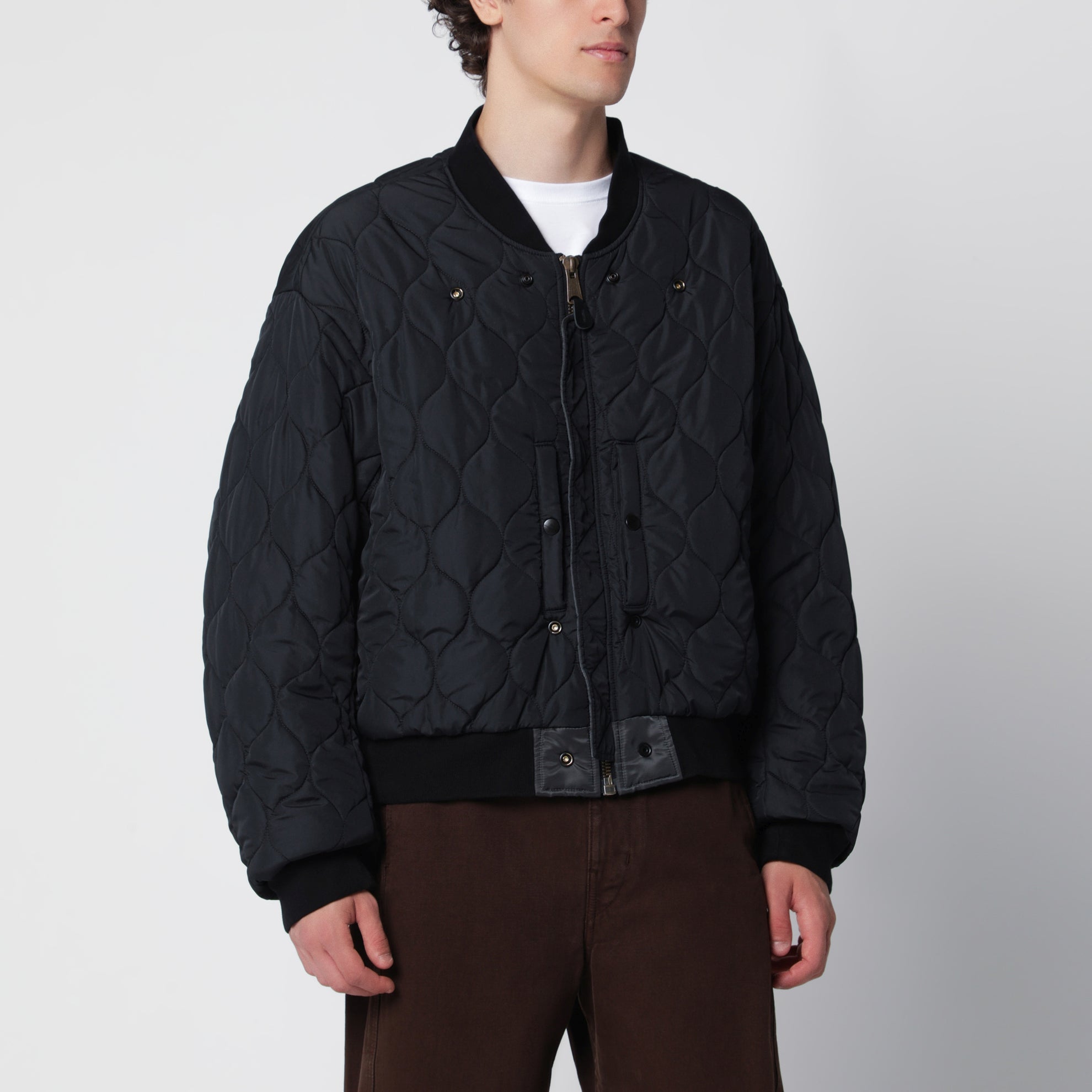 Dark grey reversible bomber in nylon