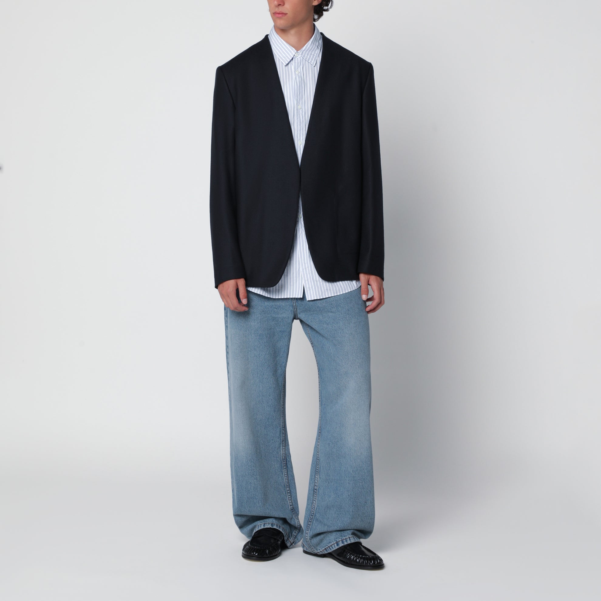 Minimalistische Jacke in Navy aus Schurwolle