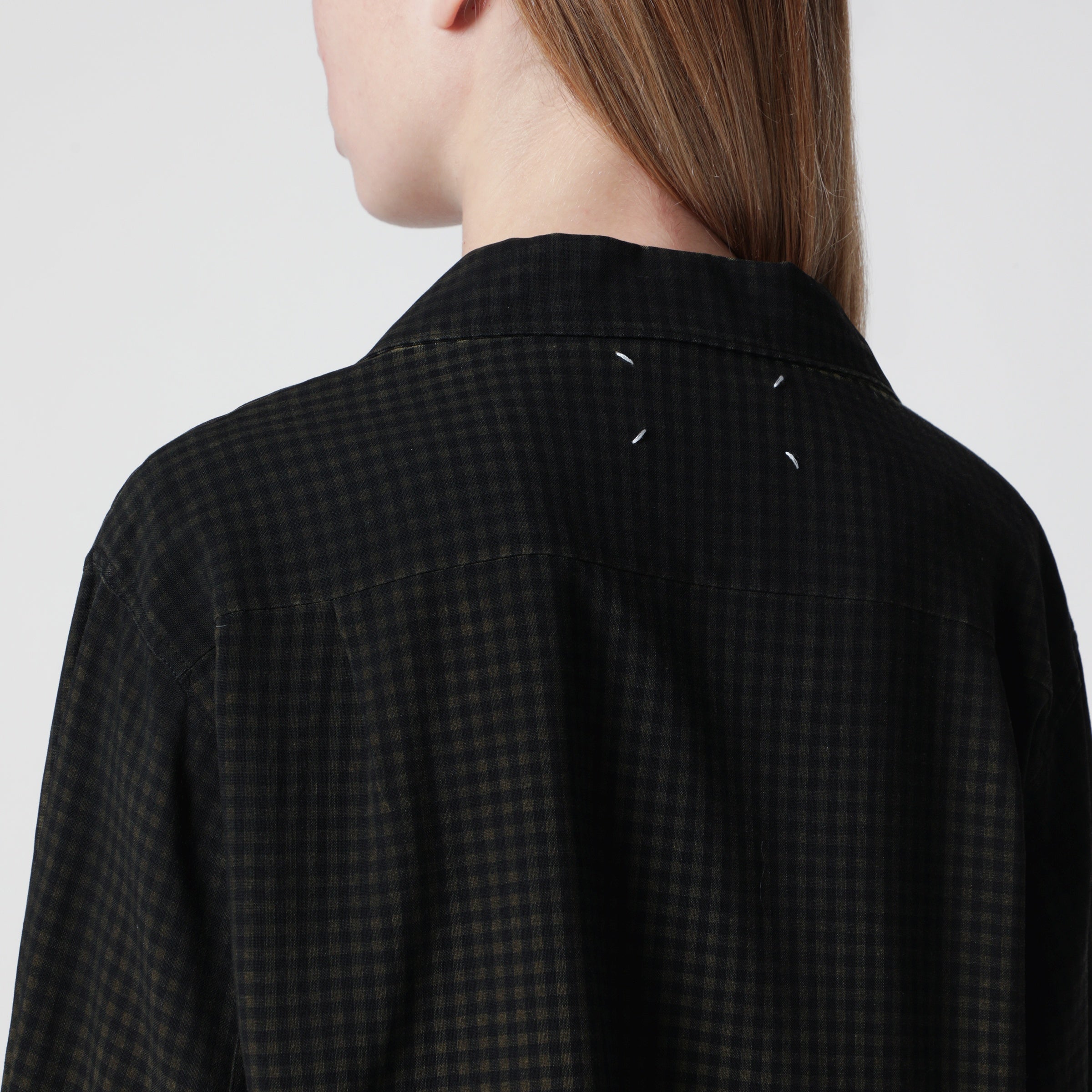 Maison Margiela Gradient check viscose shirt in yellow and black
