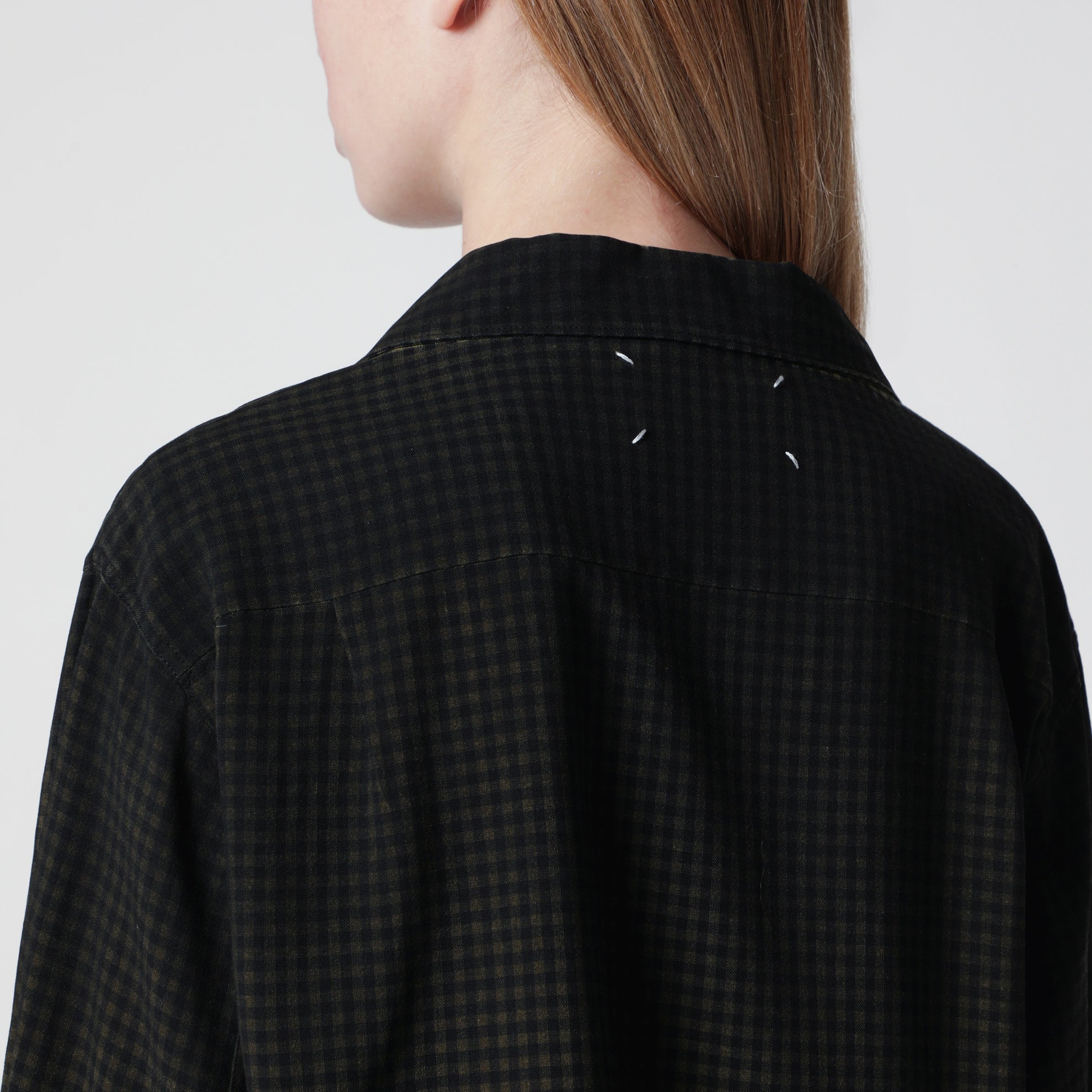Gradient check viscose shirt in yellow and black
