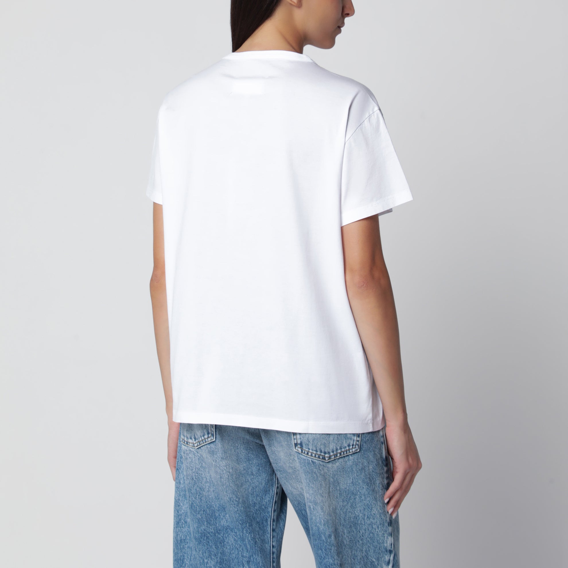 T-shirt blanc en jersey de coton avec Logo Reverse