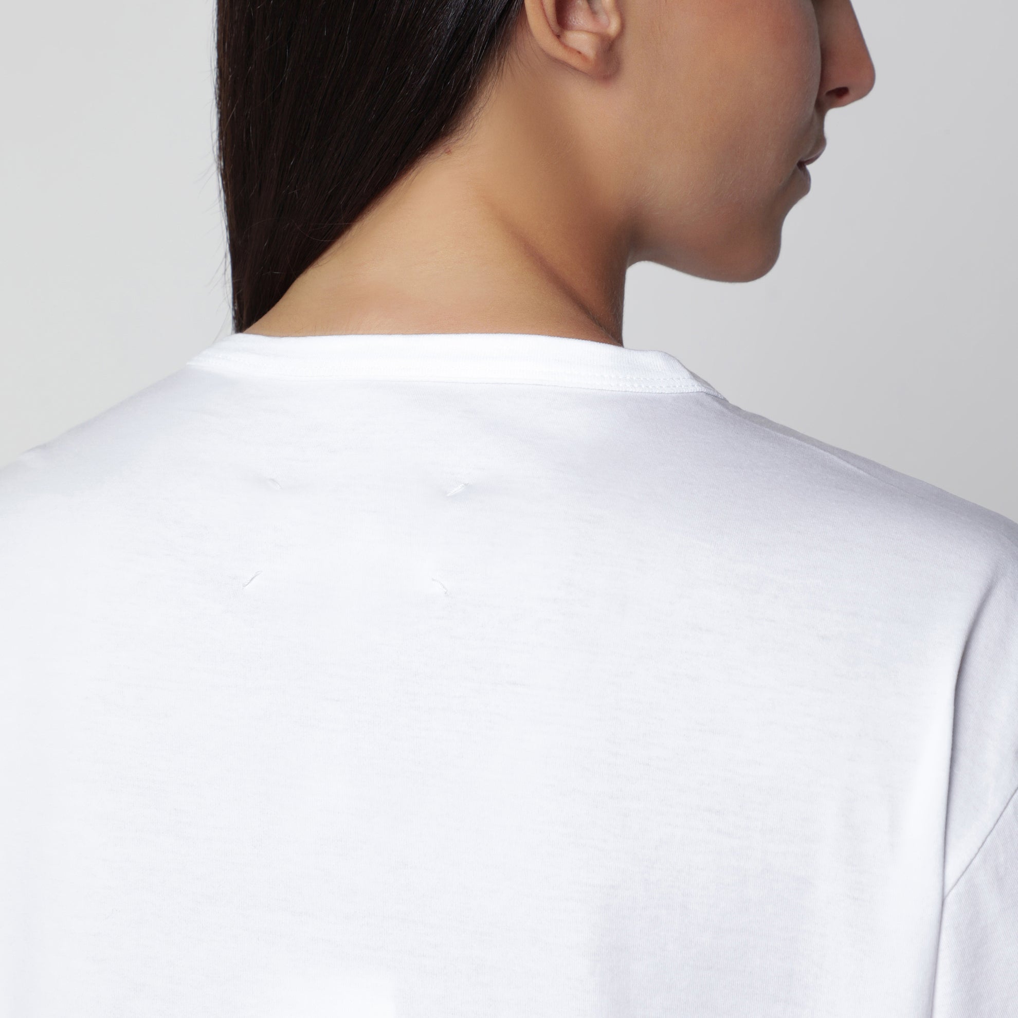 T-shirt blanc en jersey de coton avec Logo Reverse