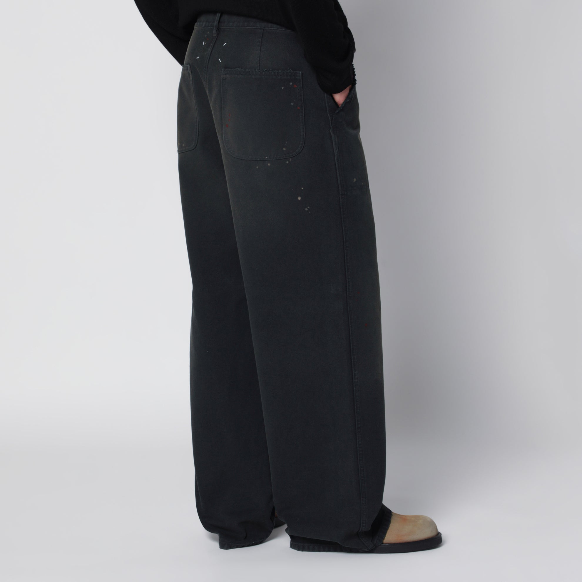Pantaloni da lavoro a doppia tintura in cotone neri