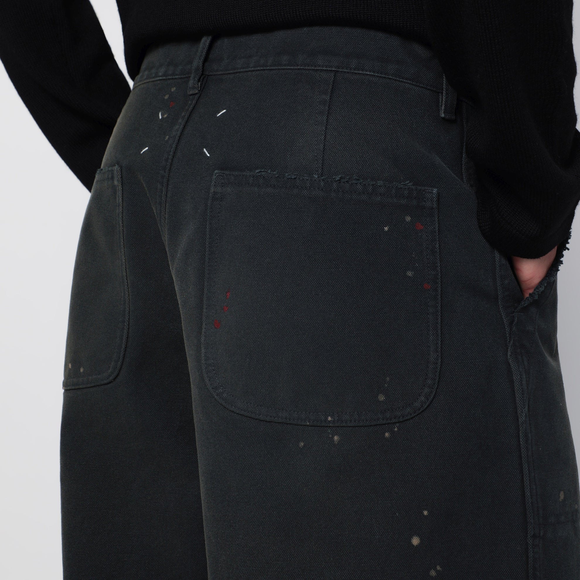 Pantaloni da lavoro a doppia tintura in cotone neri